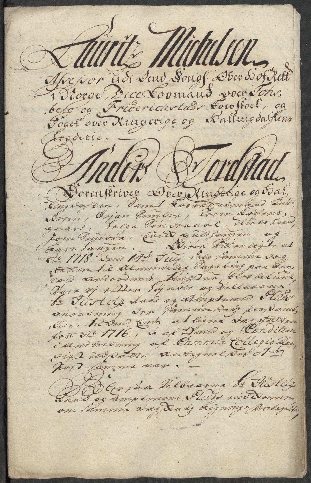 Rentekammeret inntil 1814, Reviderte regnskaper, Fogderegnskap, AV/RA-EA-4092/R23/L1476: Fogderegnskap Ringerike og Hallingdal, 1718, p. 105