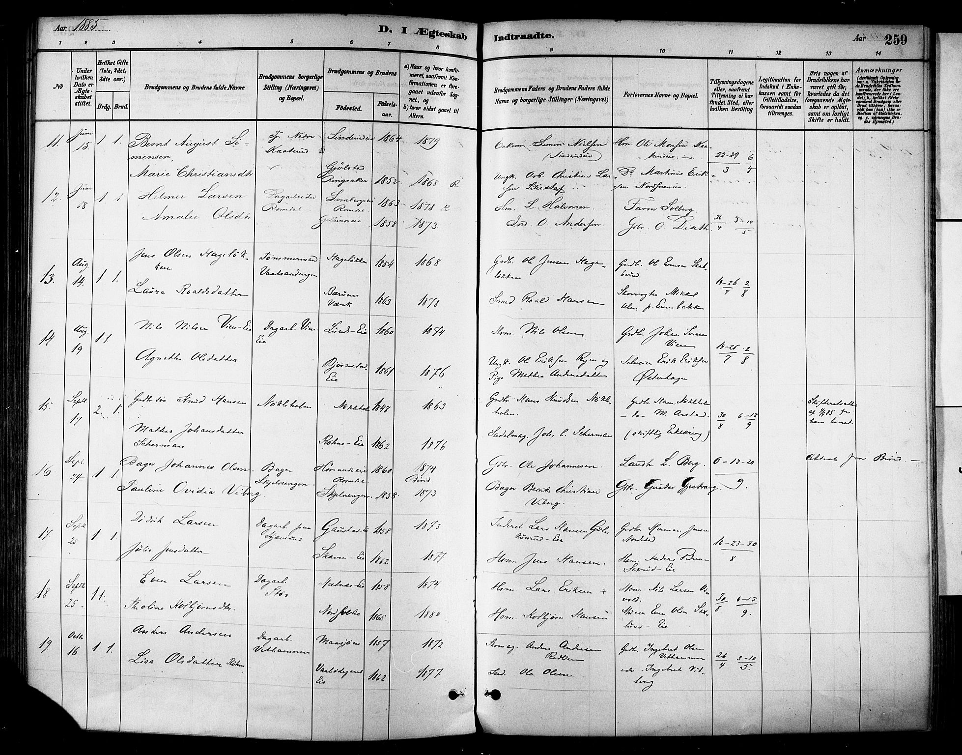 Stange prestekontor, AV/SAH-PREST-002/K/L0017: Parish register (official) no. 17, 1880-1893, p. 259