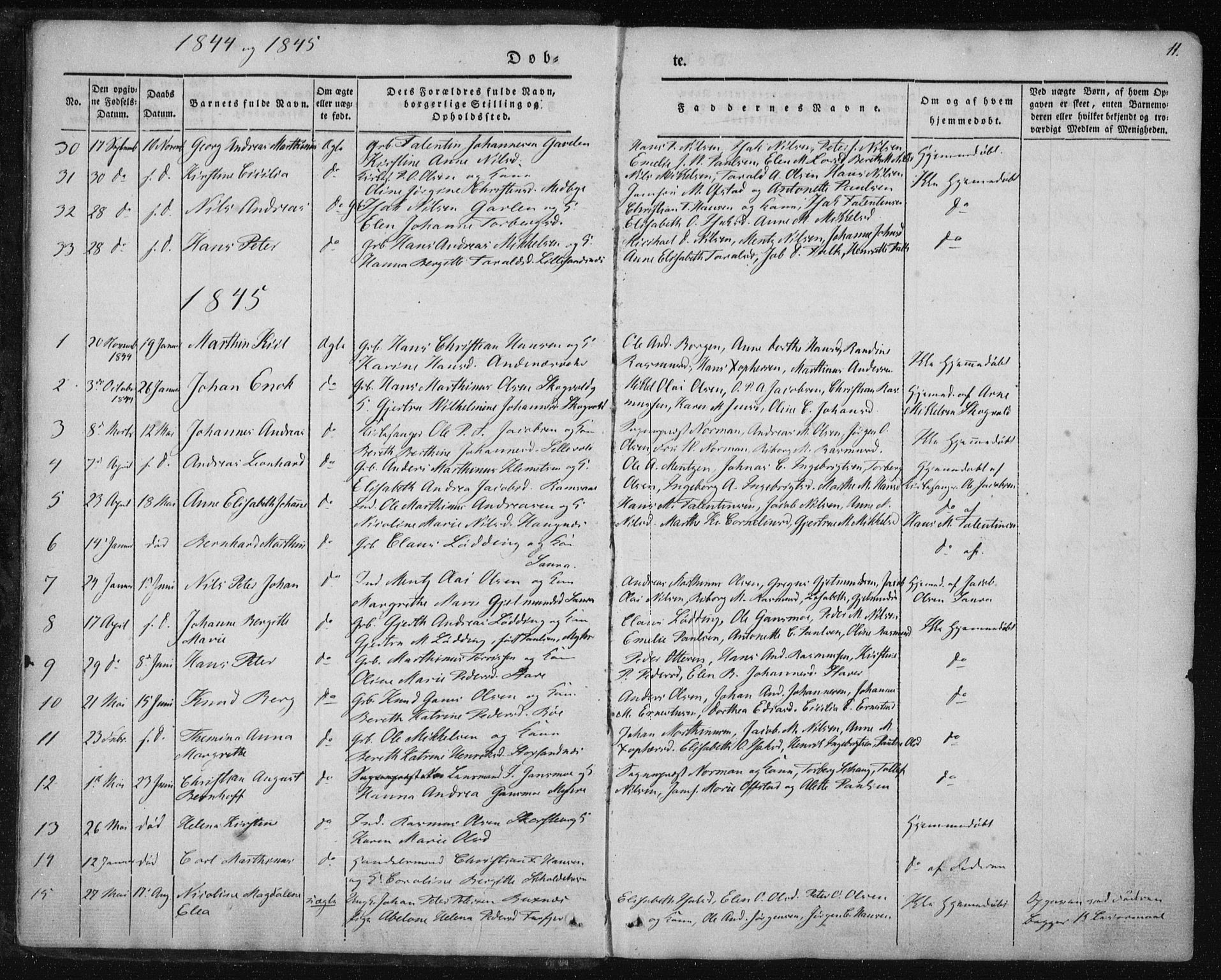 Ministerialprotokoller, klokkerbøker og fødselsregistre - Nordland, SAT/A-1459/897/L1396: Parish register (official) no. 897A04, 1842-1866, p. 11