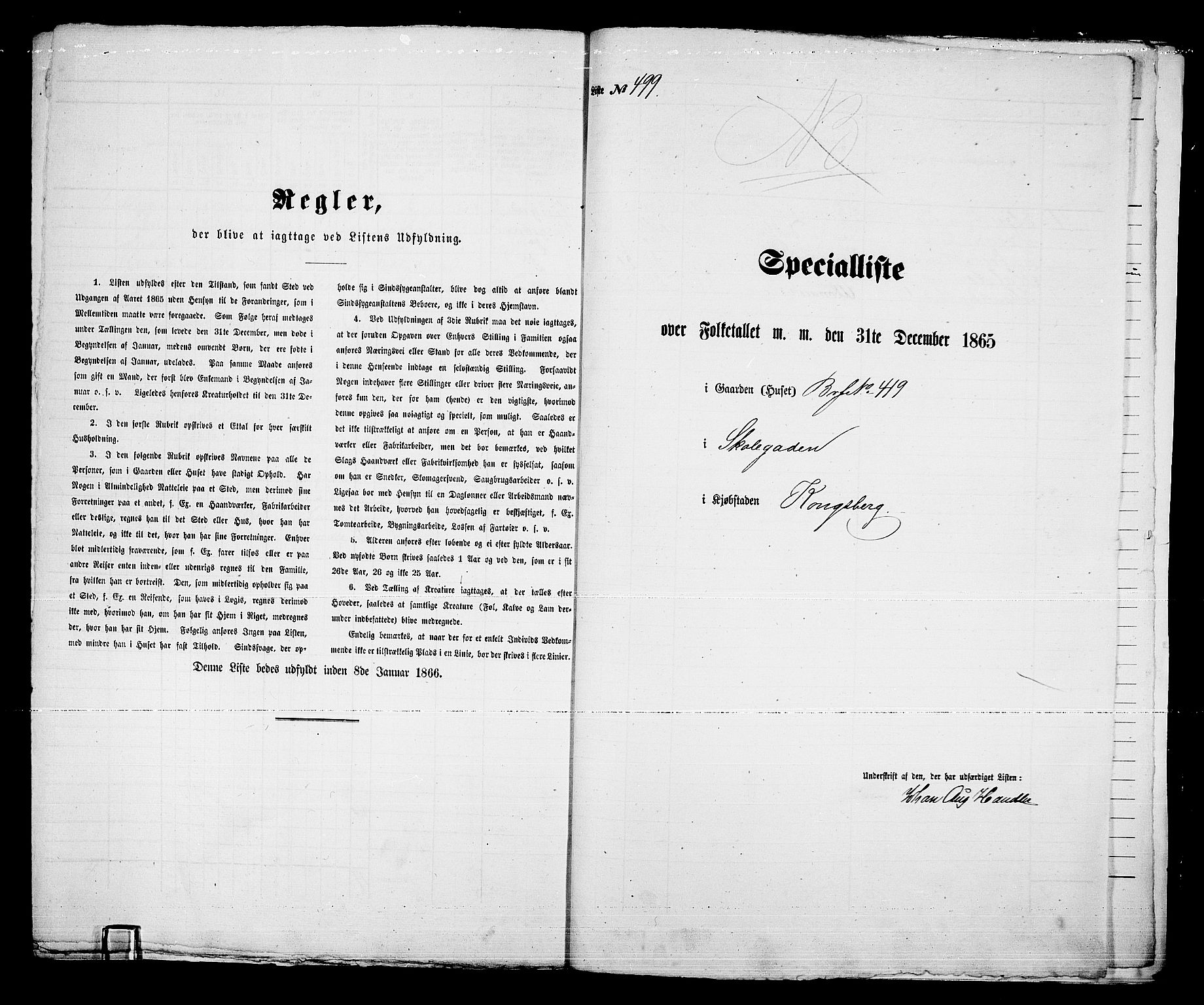 RA, 1865 census for Kongsberg/Kongsberg, 1865, p. 1007