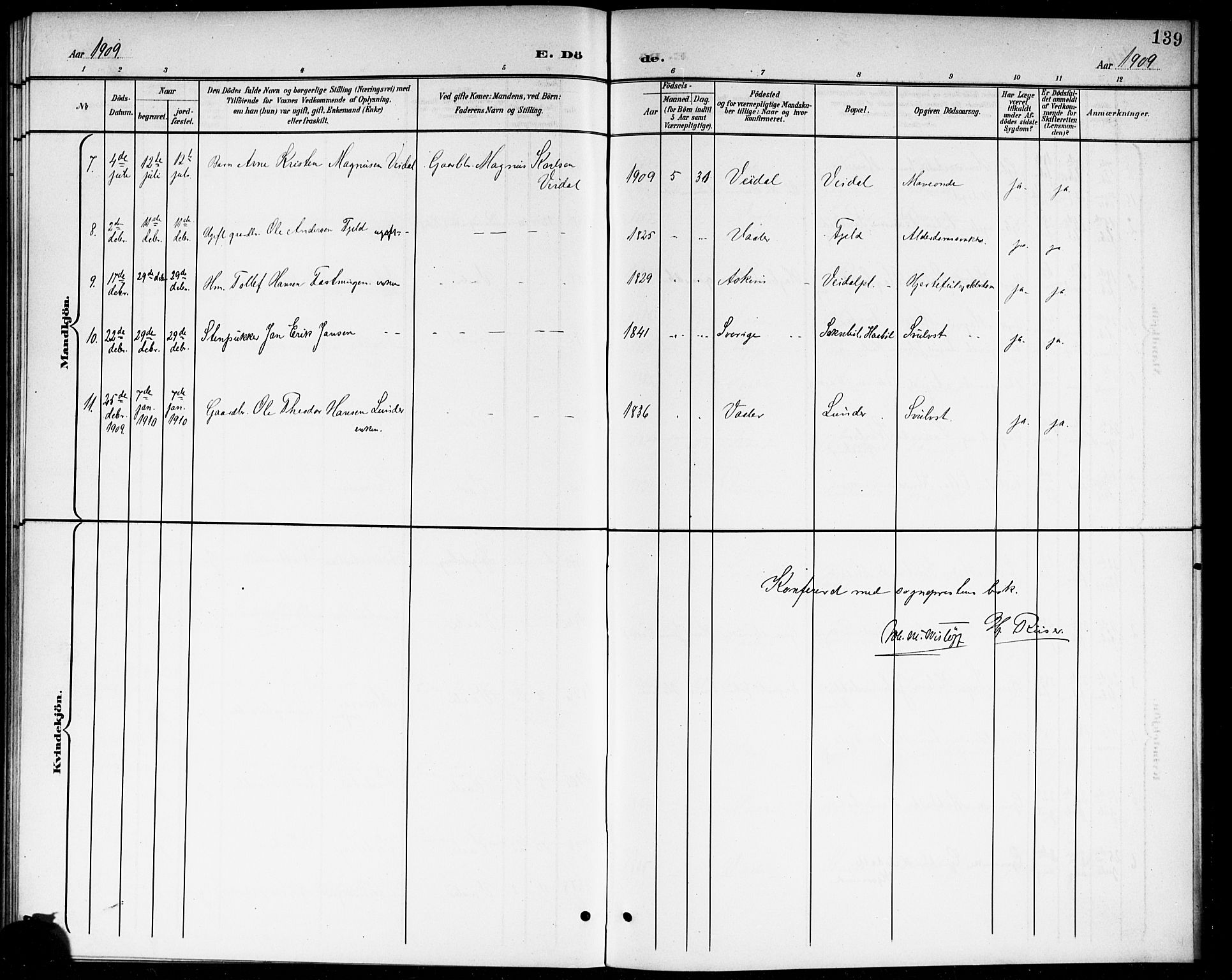 Våler prestekontor Kirkebøker, AV/SAO-A-11083/G/Ga/L0004: Parish register (copy) no. I 4, 1901-1914, p. 139