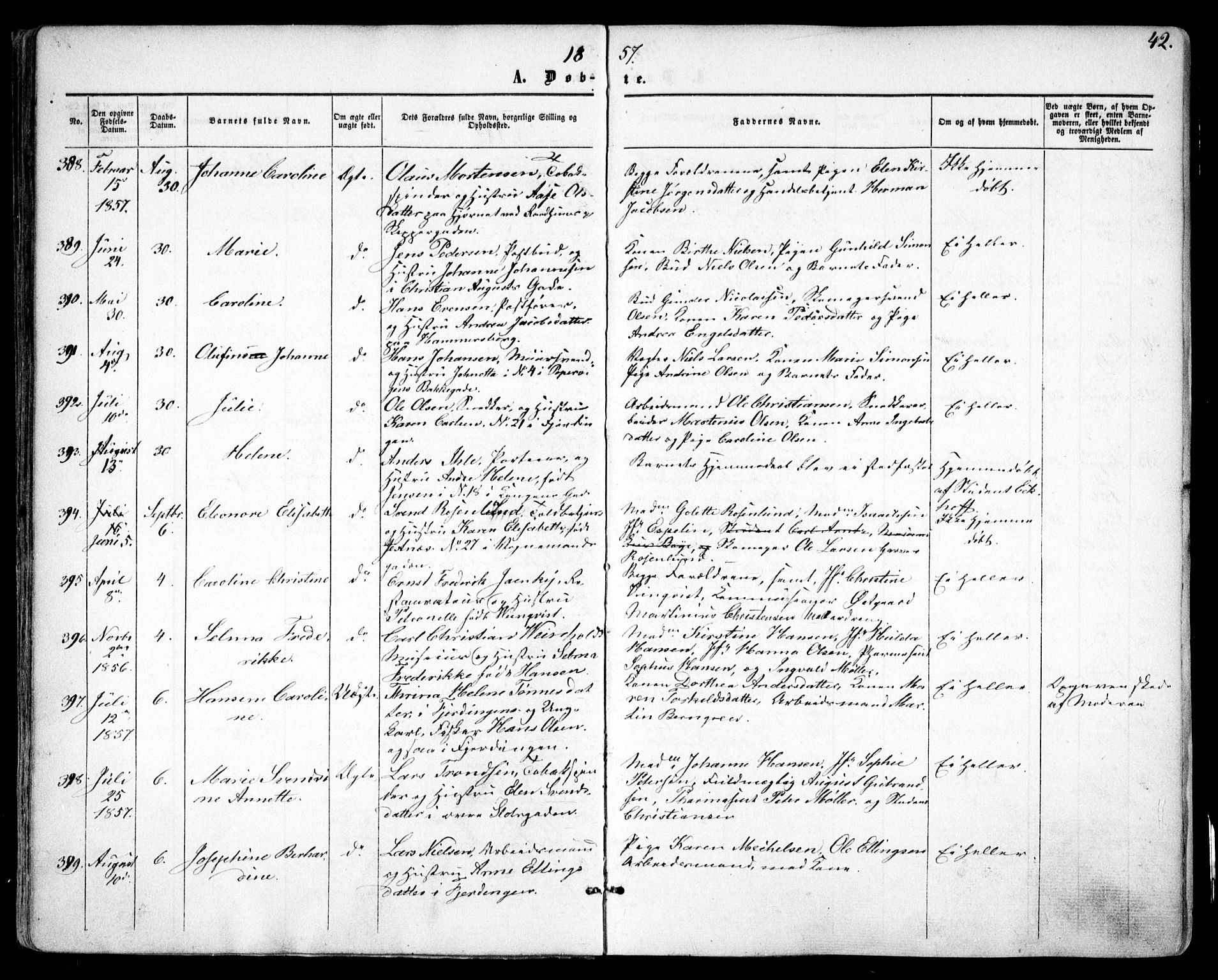 Oslo domkirke Kirkebøker, AV/SAO-A-10752/F/Fa/L0015: Parish register (official) no. 15, 1857-1871, p. 42