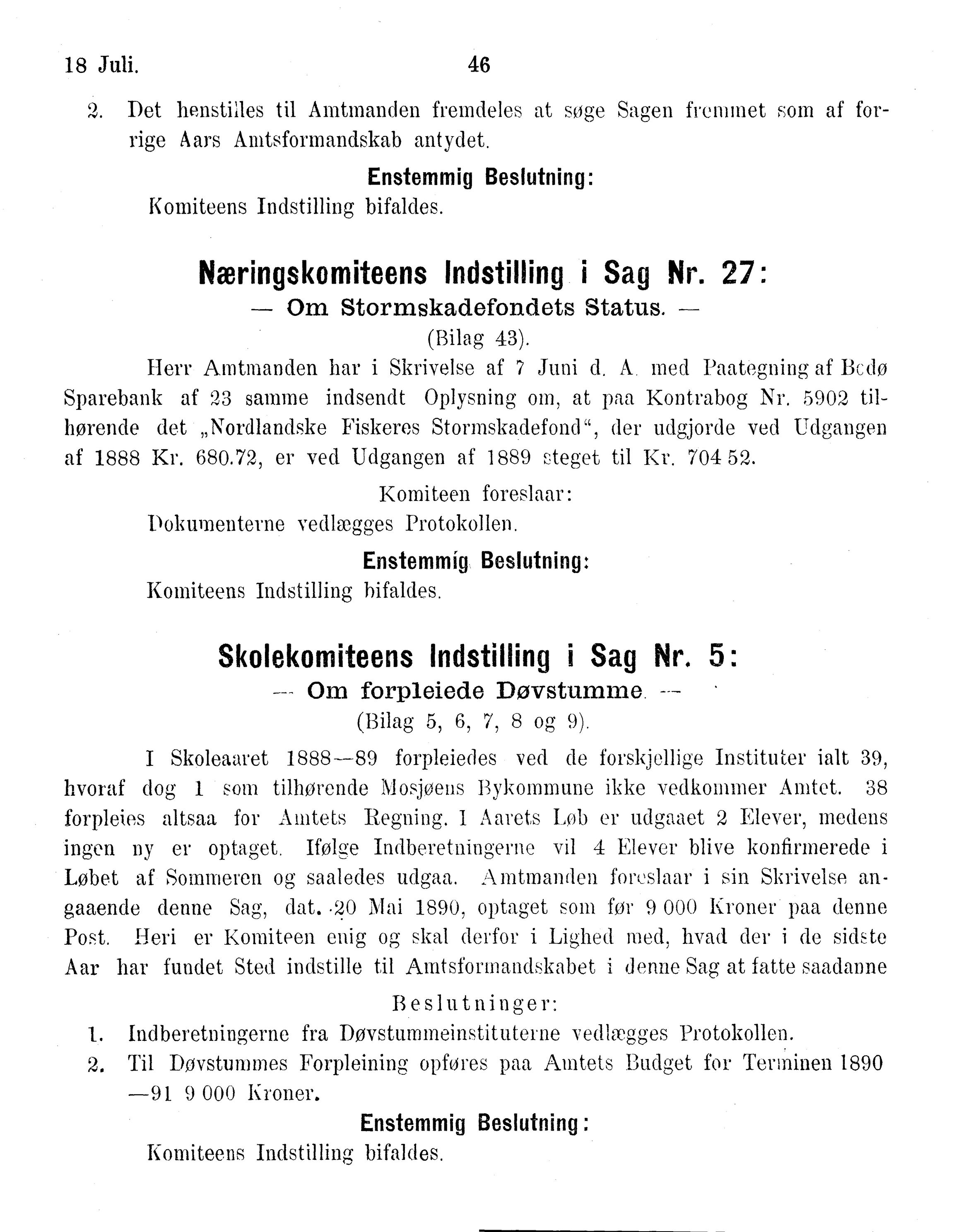 Nordland Fylkeskommune. Fylkestinget, AIN/NFK-17/176/A/Ac/L0015: Fylkestingsforhandlinger 1886-1890, 1886-1890