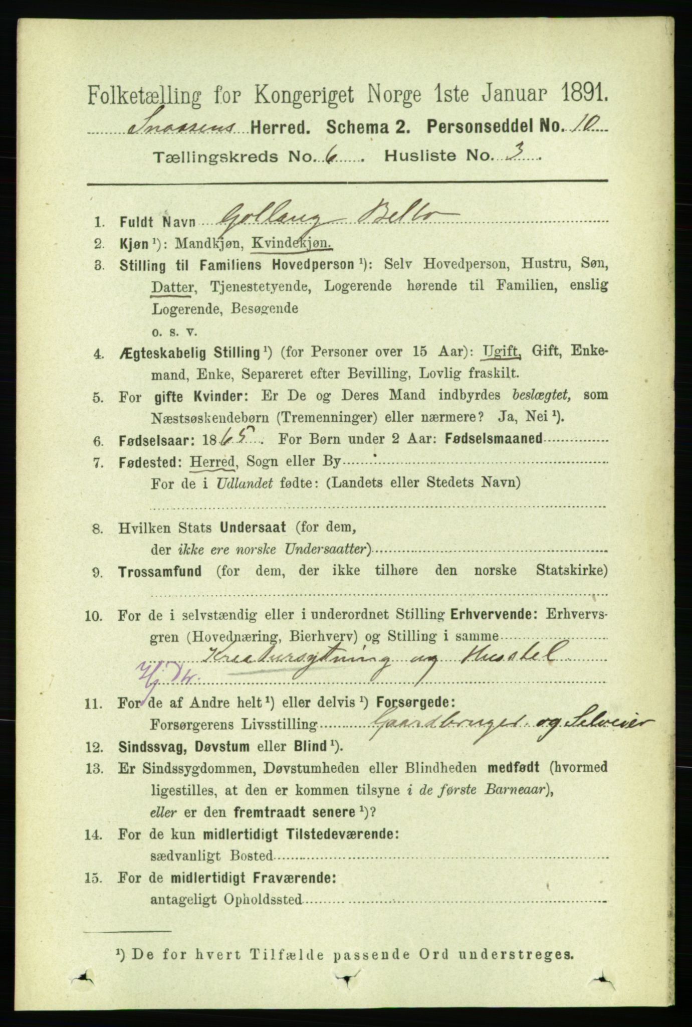 RA, 1891 census for 1736 Snåsa, 1891, p. 1912