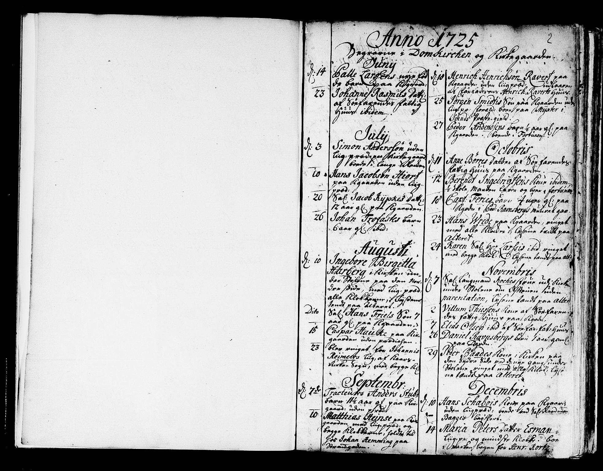 Domkirken sokneprestembete, SAB/A-74801/H/Haa/L0008: Parish register (official) no. A 8, 1725-1775, p. 2