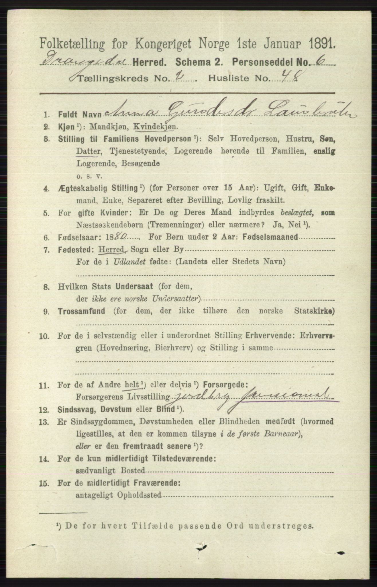 RA, 1891 census for 0817 Drangedal, 1891, p. 788