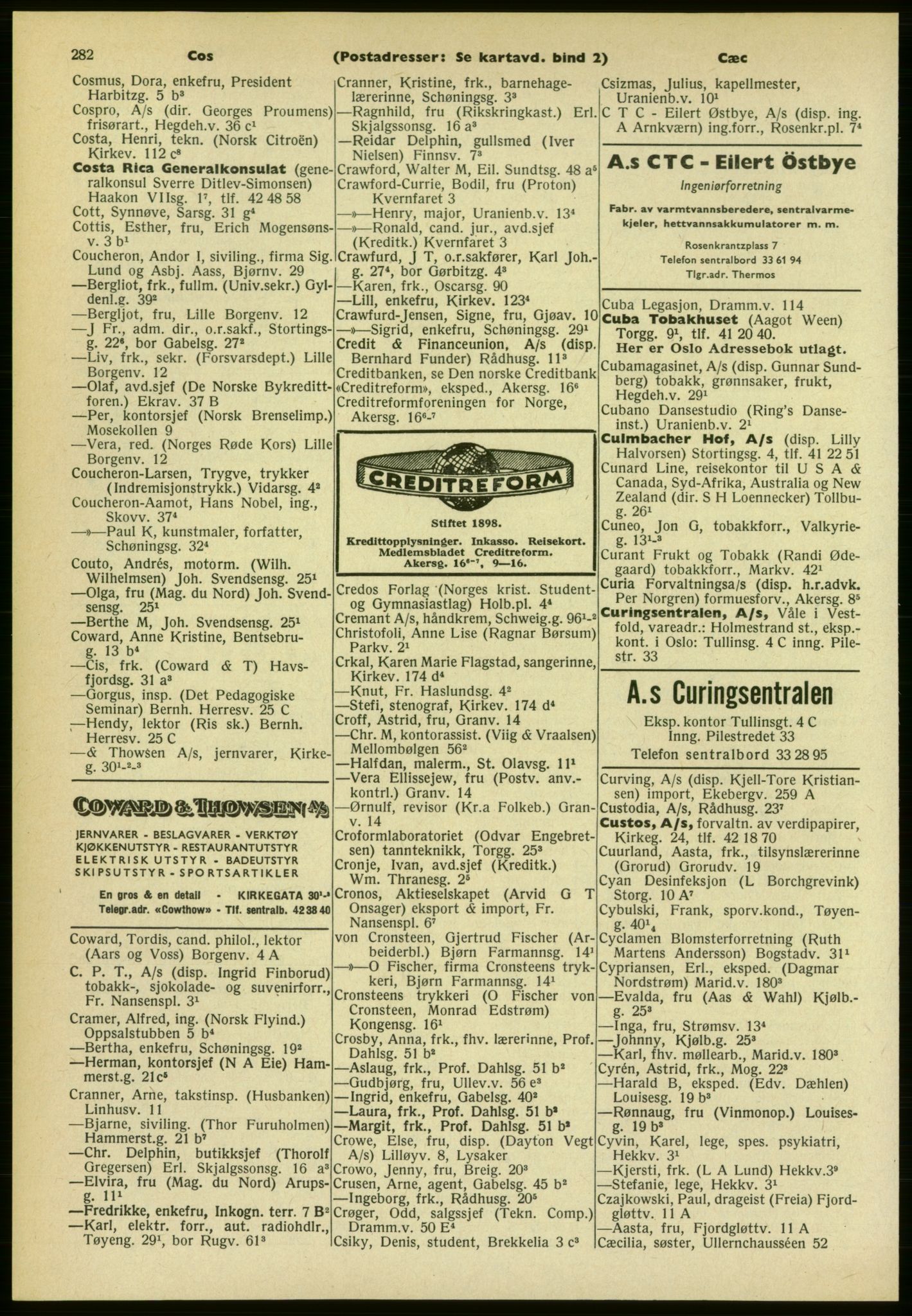 Kristiania/Oslo adressebok, PUBL/-, 1961-1962, p. 282