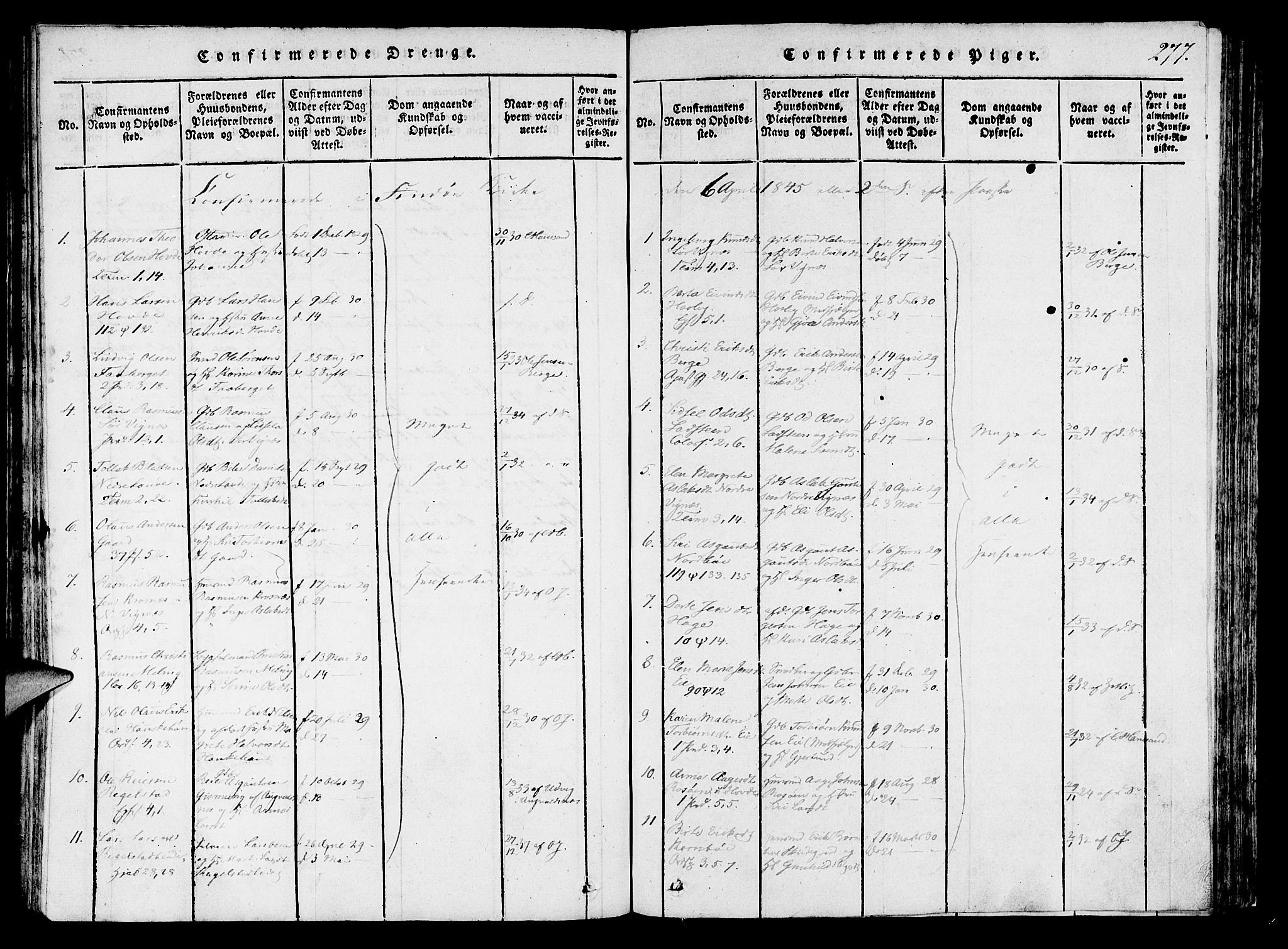 Finnøy sokneprestkontor, SAST/A-101825/H/Ha/Haa/L0006: Parish register (official) no. A 6, 1816-1846, p. 277