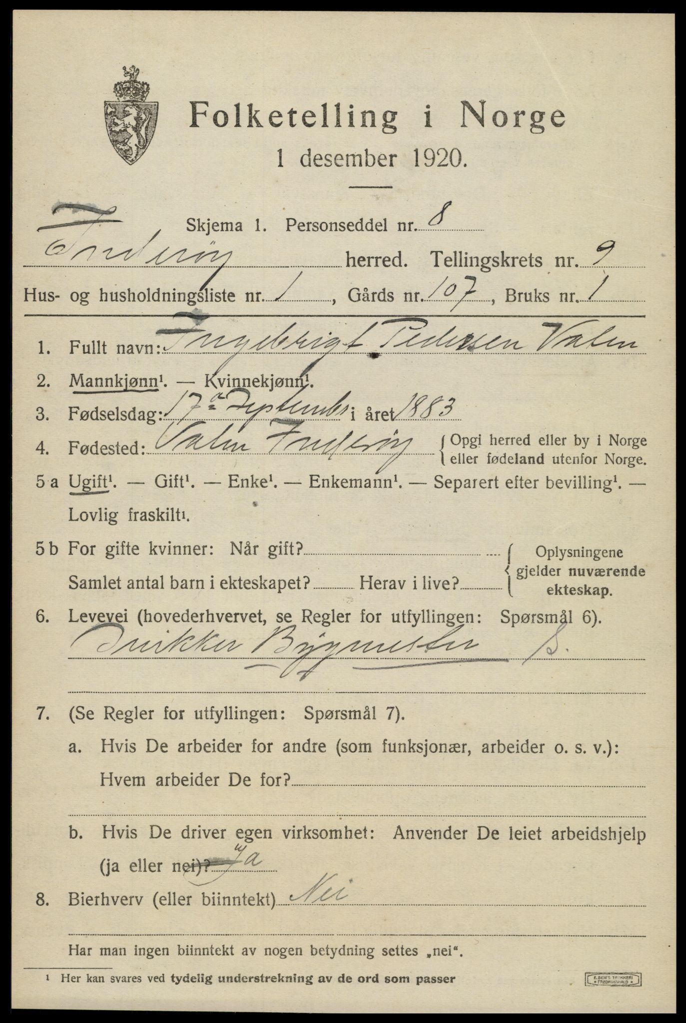 SAT, 1920 census for Inderøy, 1920, p. 6039