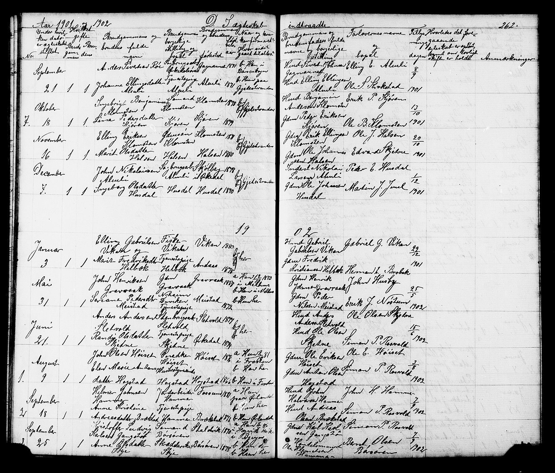 Ministerialprotokoller, klokkerbøker og fødselsregistre - Sør-Trøndelag, SAT/A-1456/665/L0777: Parish register (copy) no. 665C02, 1867-1915, p. 262