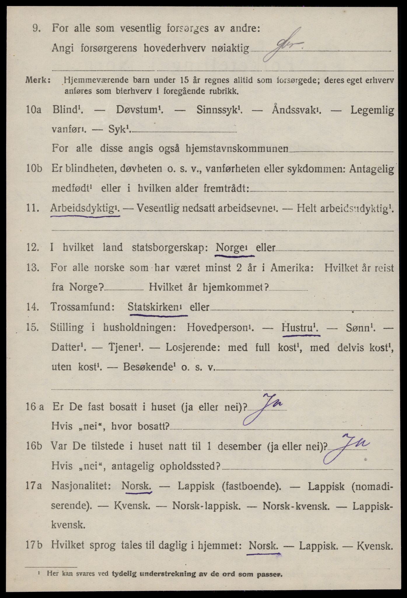 SAT, 1920 census for Lensvik, 1920, p. 1285
