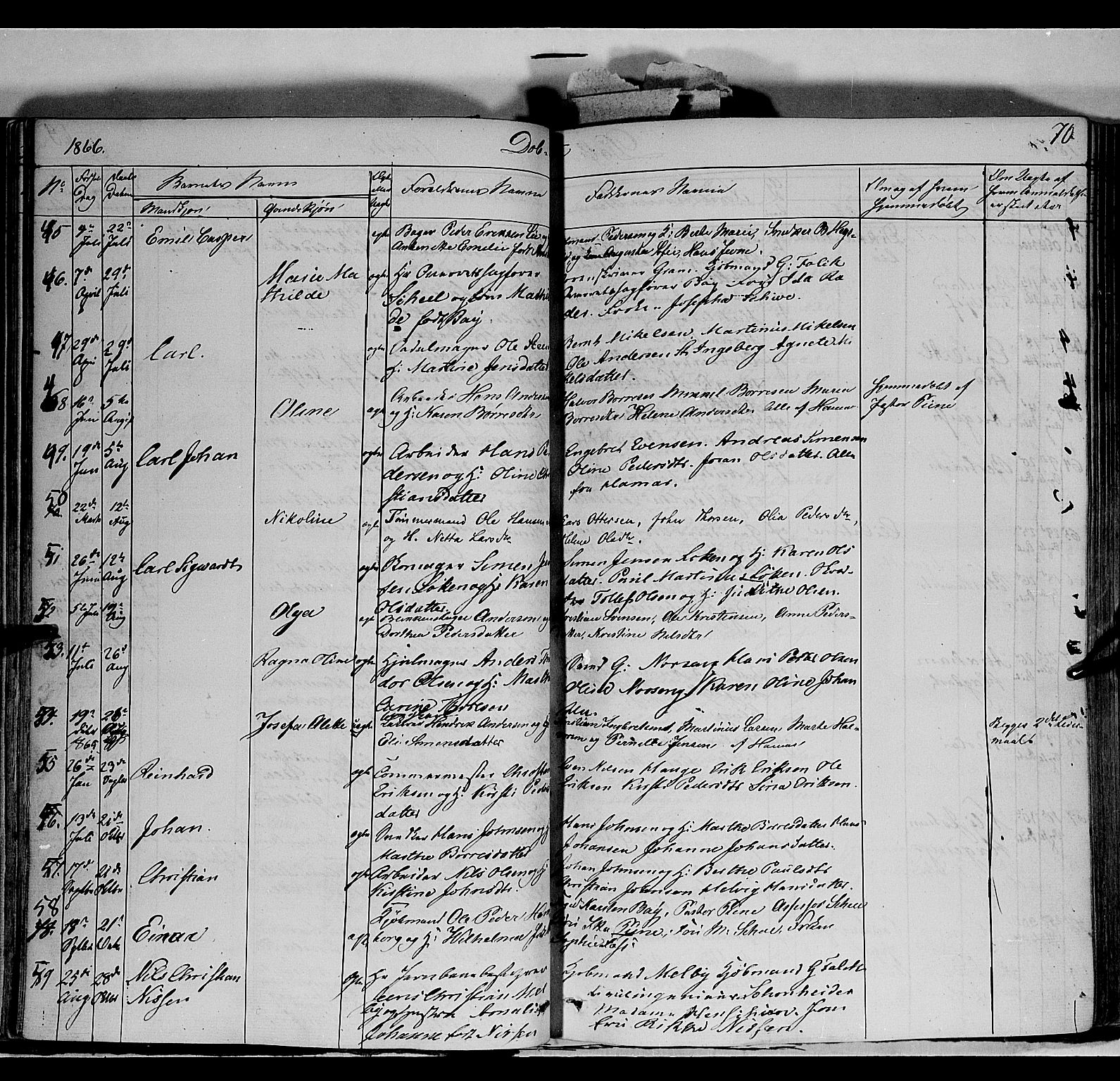 Vang prestekontor, Hedmark, AV/SAH-PREST-008/H/Ha/Haa/L0011: Parish register (official) no. 11, 1852-1877, p. 70