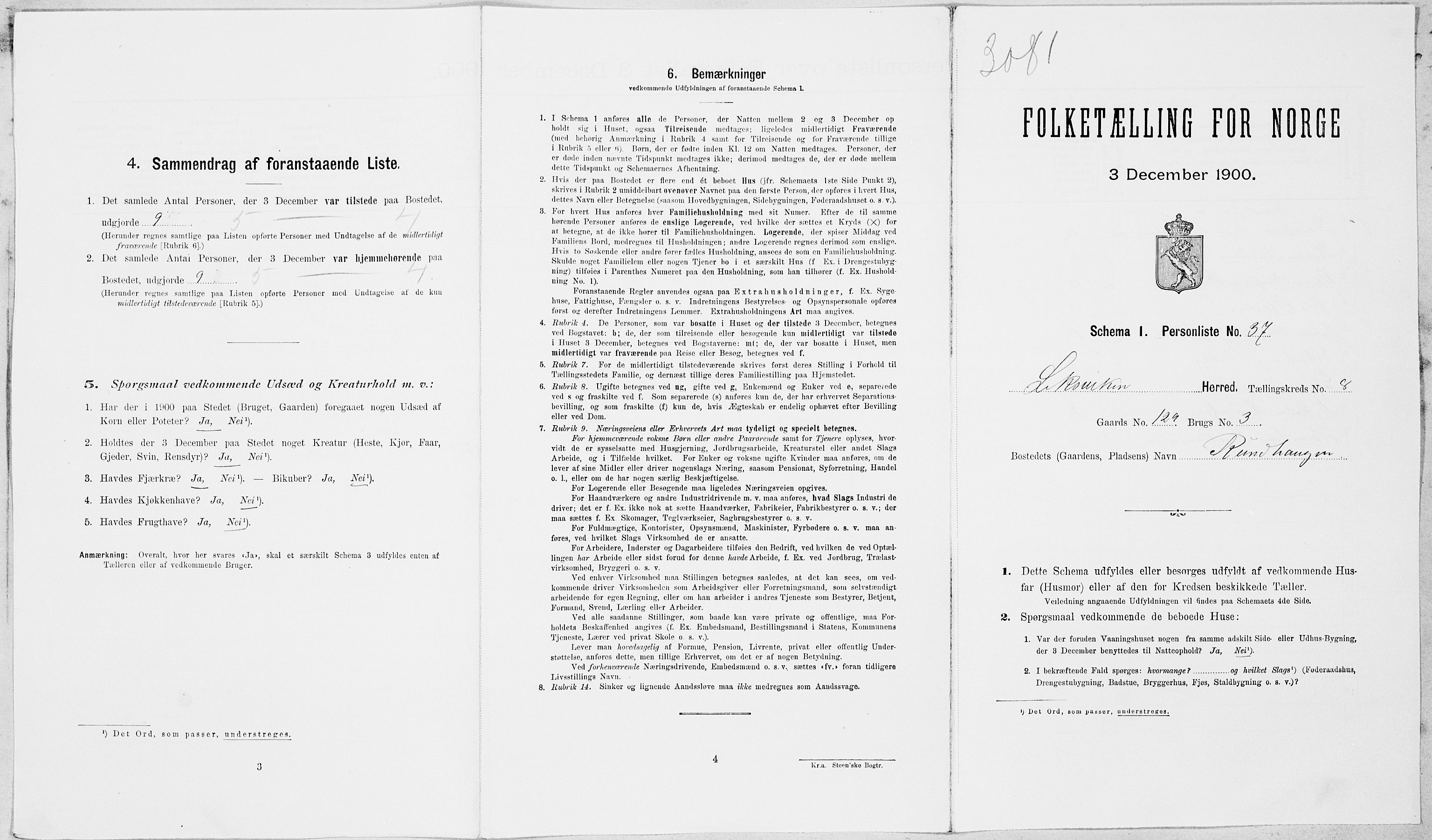 SAT, 1900 census for Leksvik, 1900, p. 979