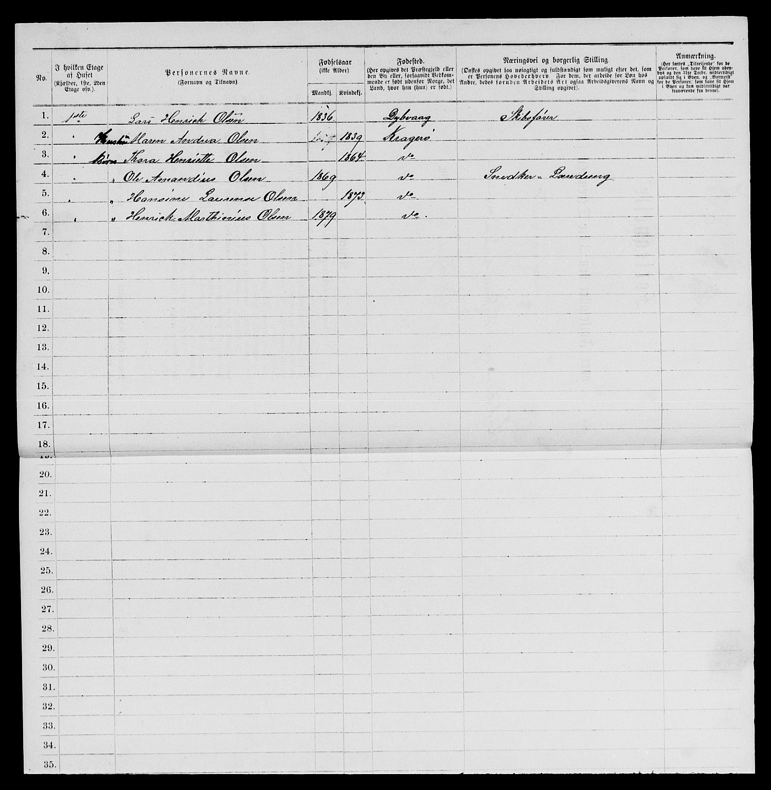 SAKO, 1885 census for 0801 Kragerø, 1885, p. 756