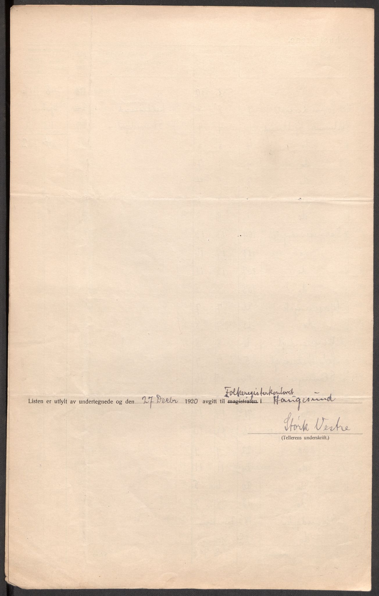SAST, 1920 census for Haugesund, 1920, p. 11