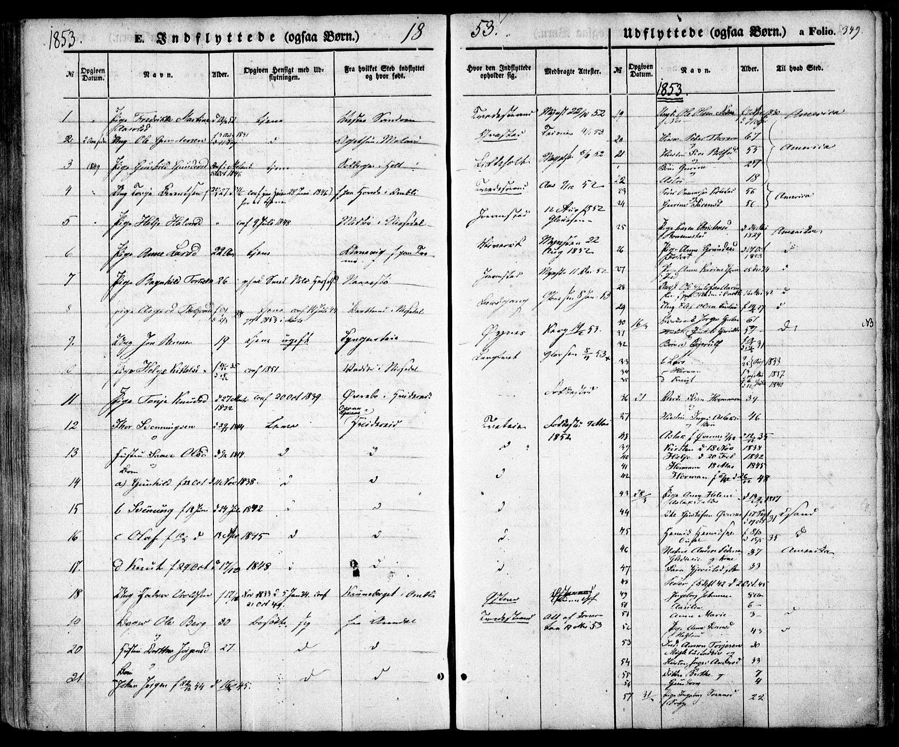 Holt sokneprestkontor, AV/SAK-1111-0021/F/Fa/L0008: Parish register (official) no. A 8, 1849-1860, p. 349