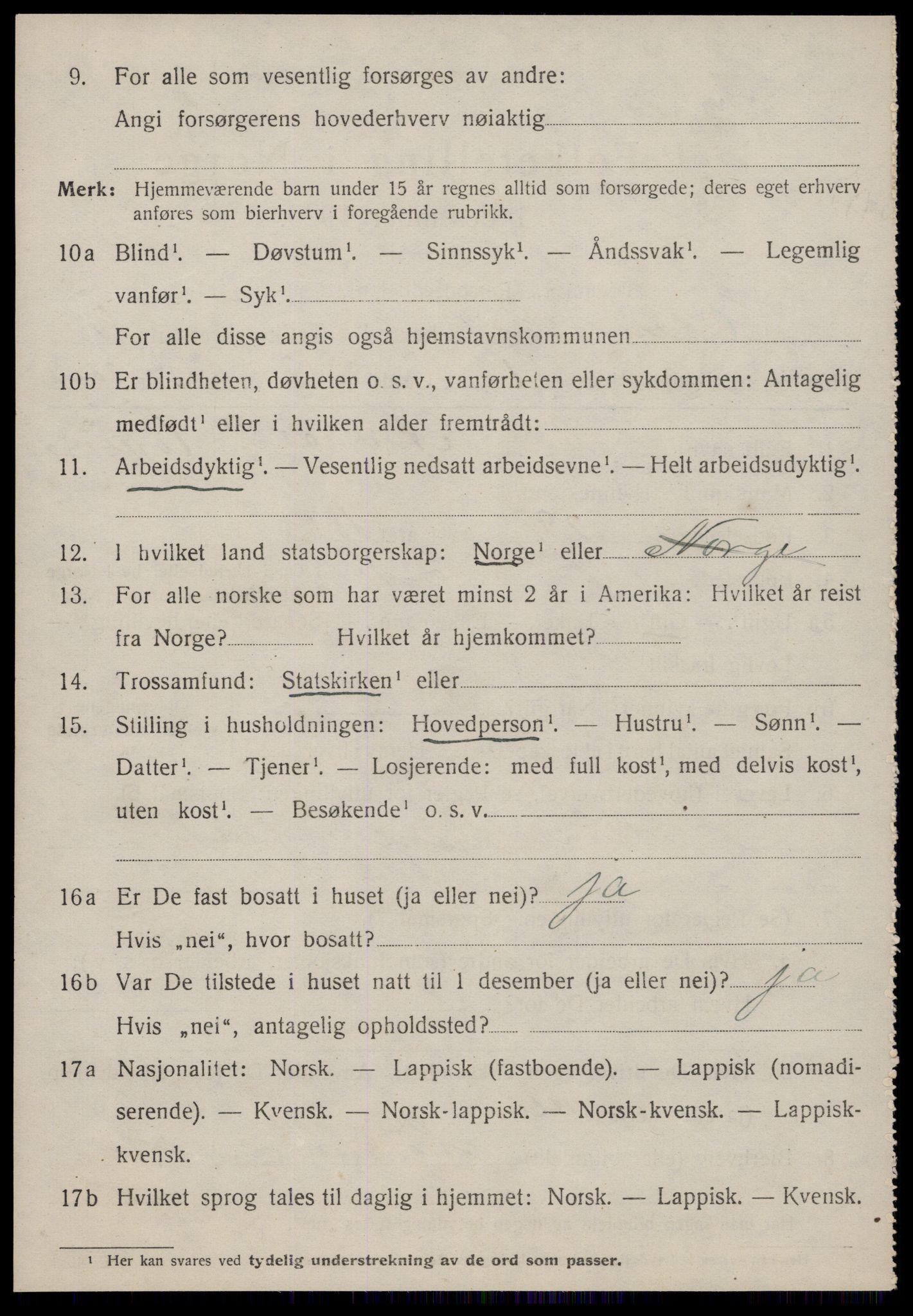 SAT, 1920 census for Osen, 1920, p. 1270