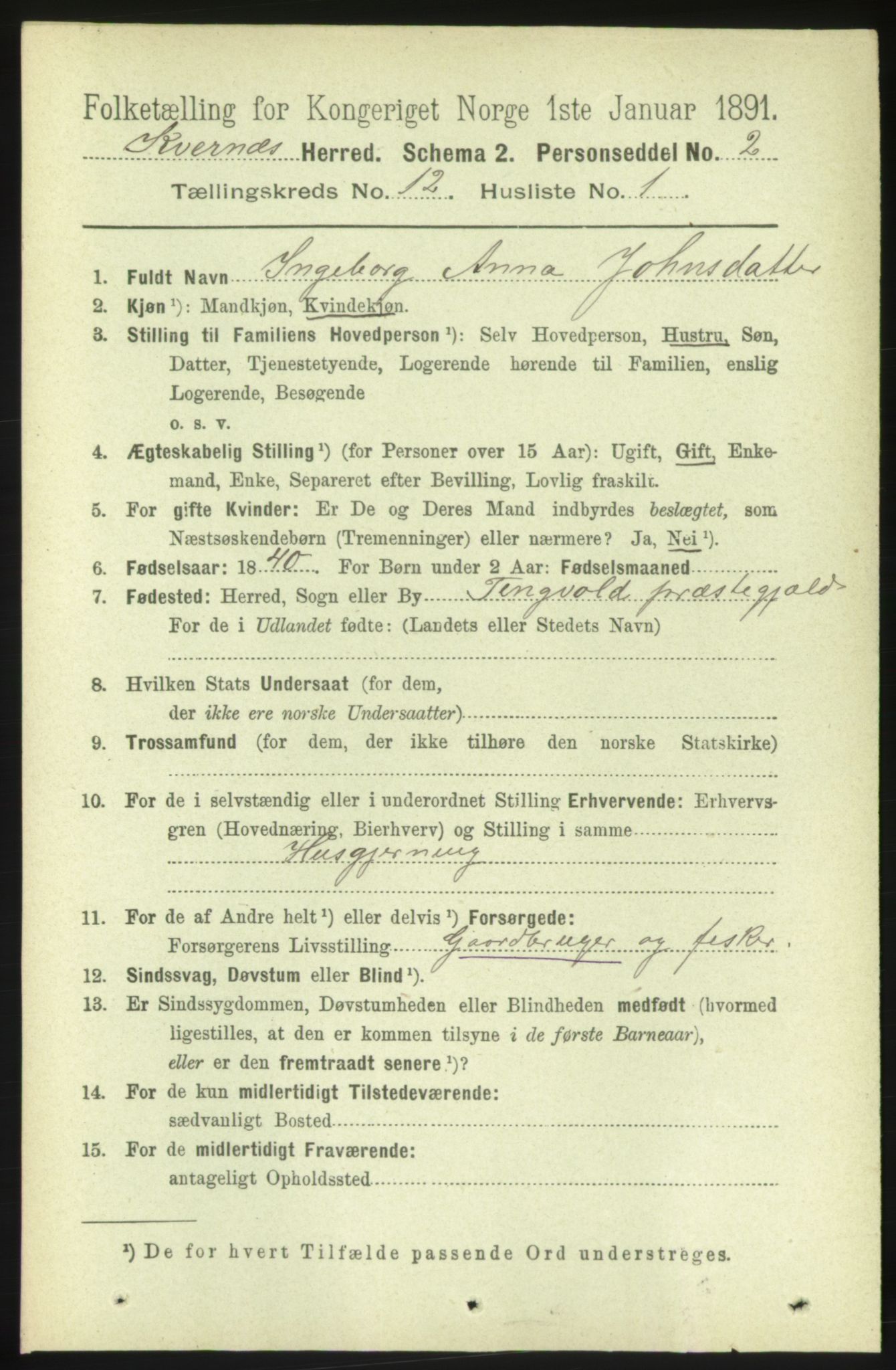 RA, 1891 census for 1553 Kvernes, 1891, p. 5202