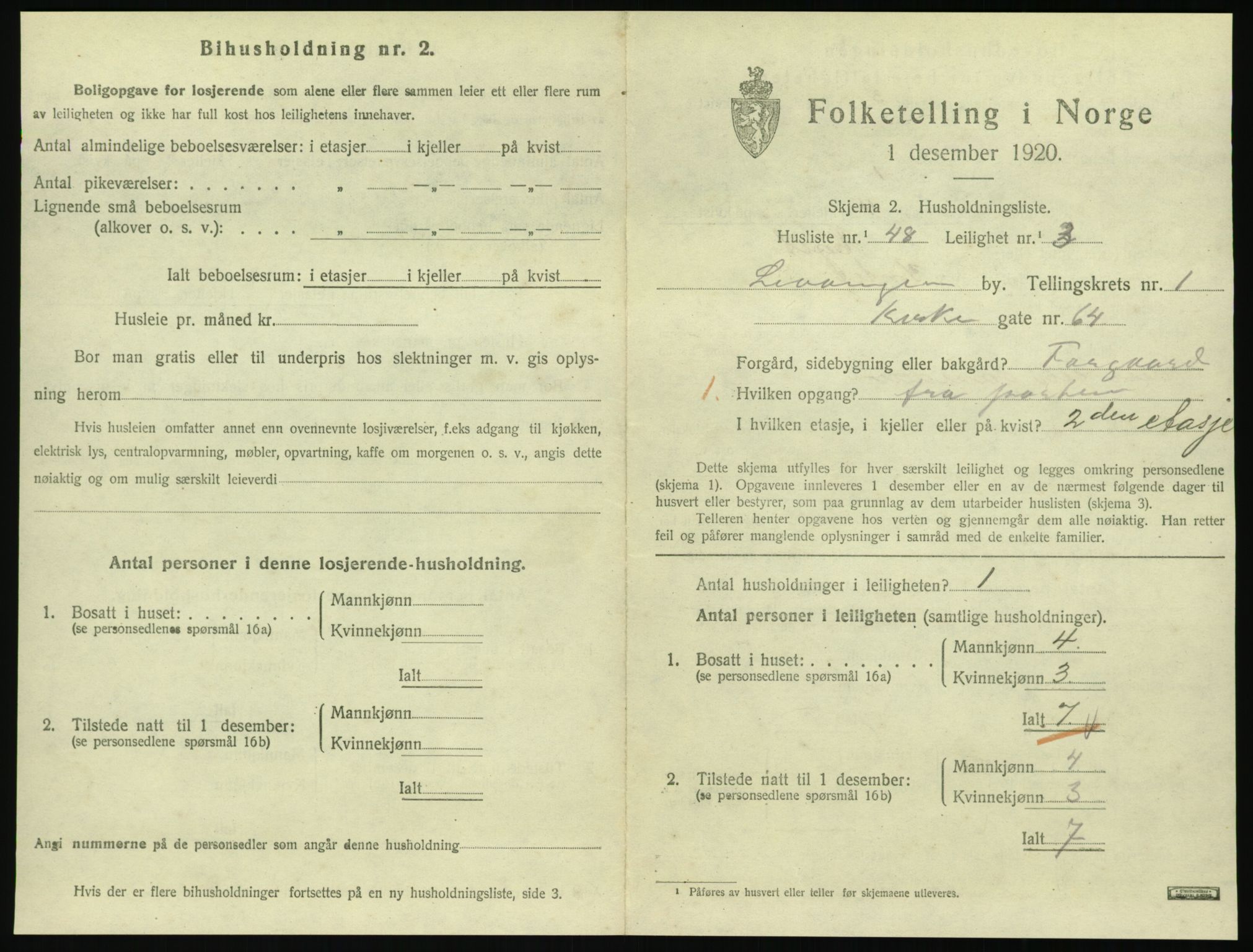 SAT, 1920 census for Levanger town, 1920, p. 662