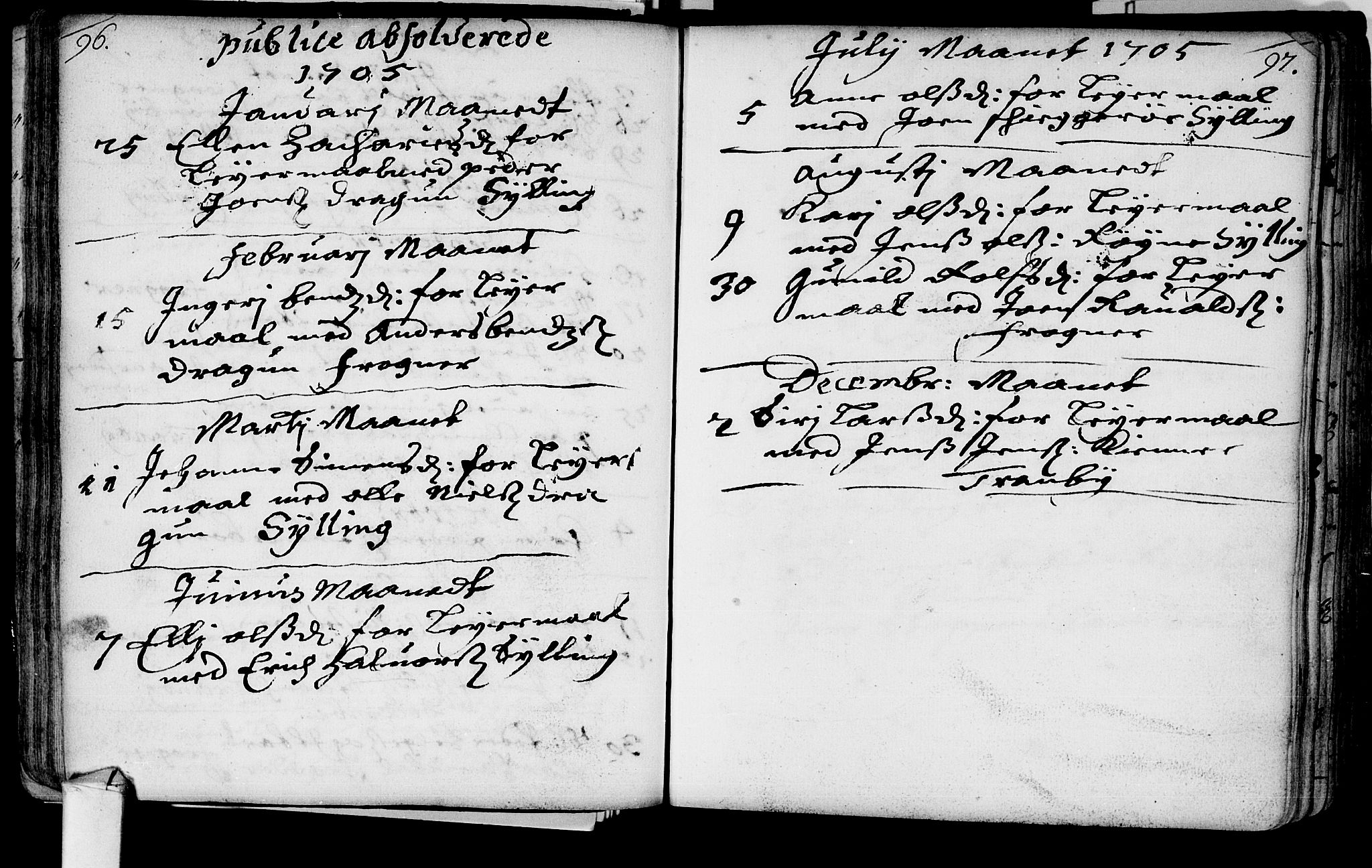 Lier kirkebøker, AV/SAKO-A-230/F/Fa/L0002: Parish register (official) no. I 2, 1701-1726, p. 96-97