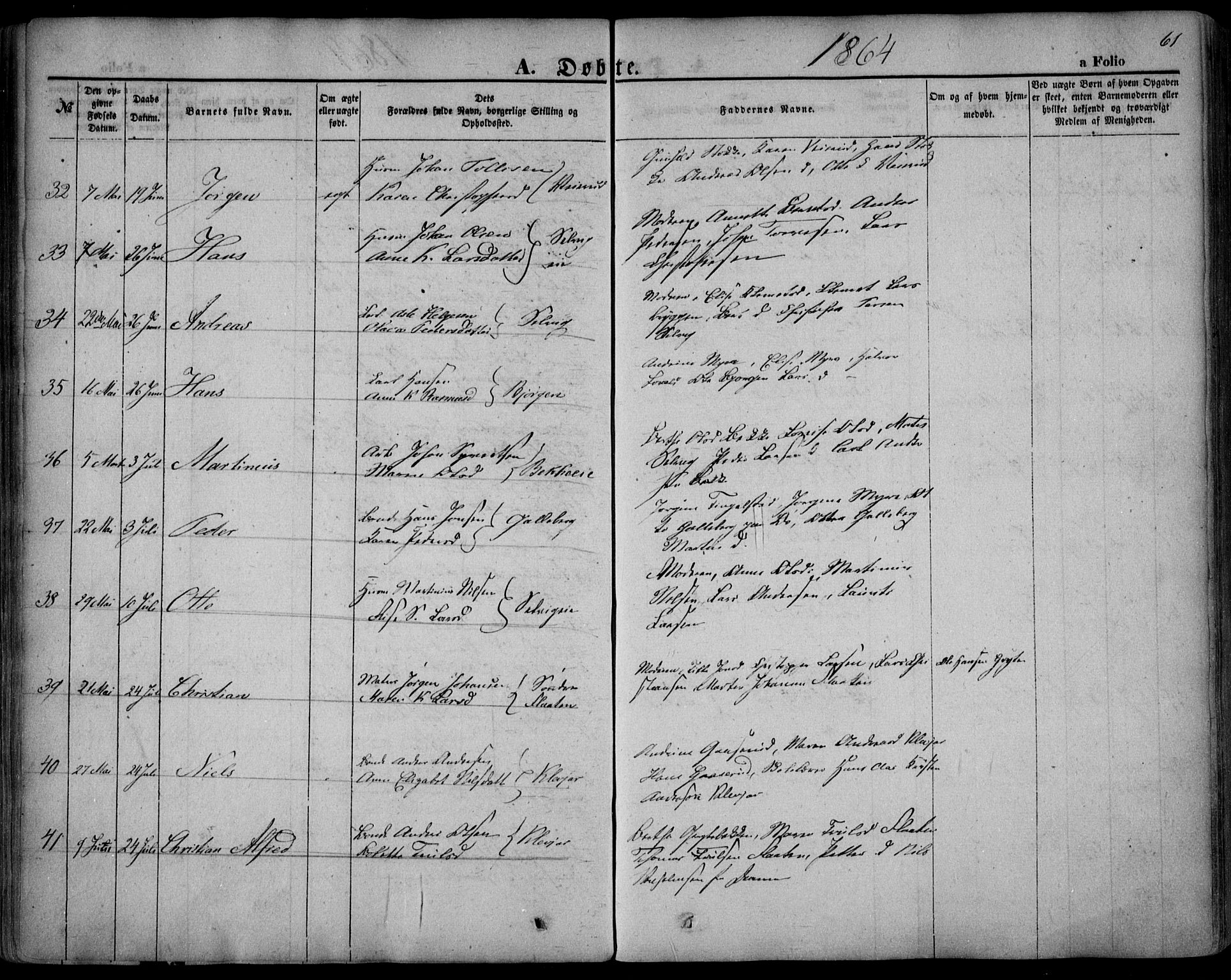 Sande Kirkebøker, AV/SAKO-A-53/F/Fa/L0004: Parish register (official) no. 4, 1847-1864, p. 61