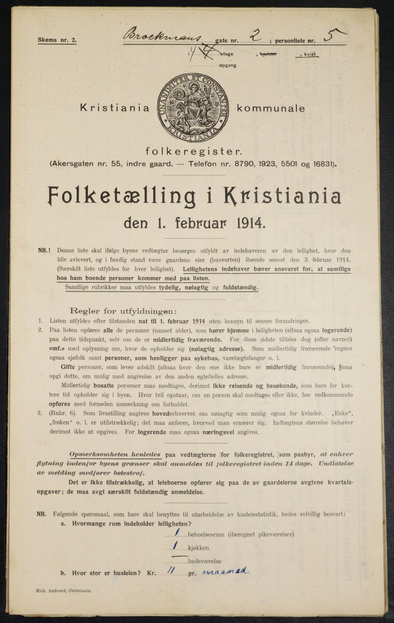 OBA, Municipal Census 1914 for Kristiania, 1914, p. 9642