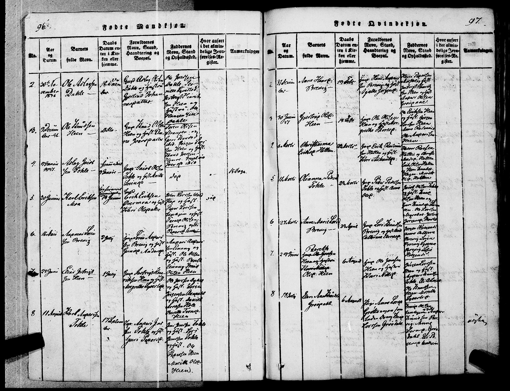 Ministerialprotokoller, klokkerbøker og fødselsregistre - Møre og Romsdal, AV/SAT-A-1454/545/L0585: Parish register (official) no. 545A01, 1818-1853, p. 96-97