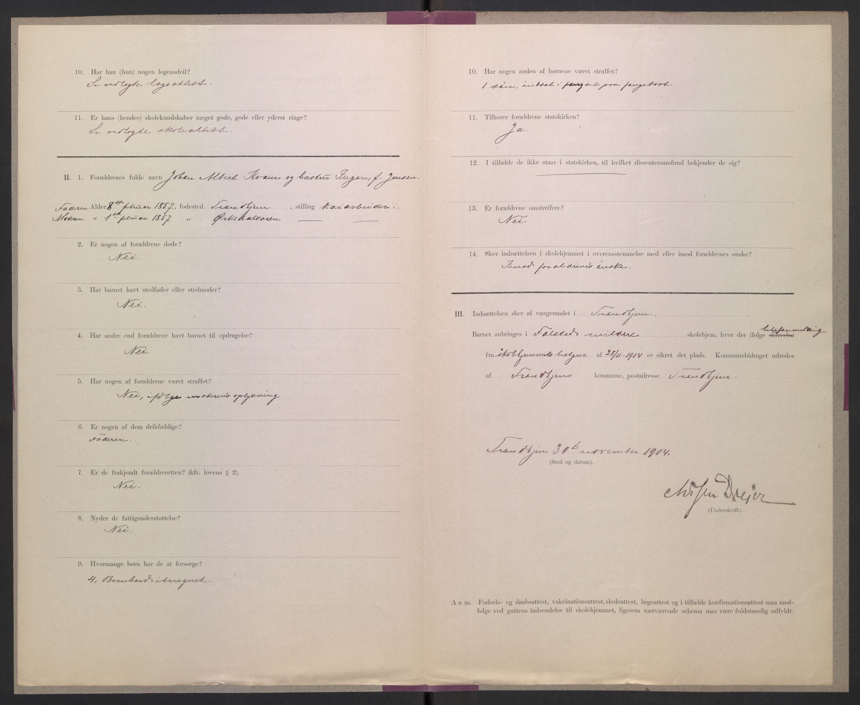 Falstad skolehjem, RA/S-1676/E/Eb/L0006: Elevmapper løpenr. 121-145, 1903-1910, p. 266