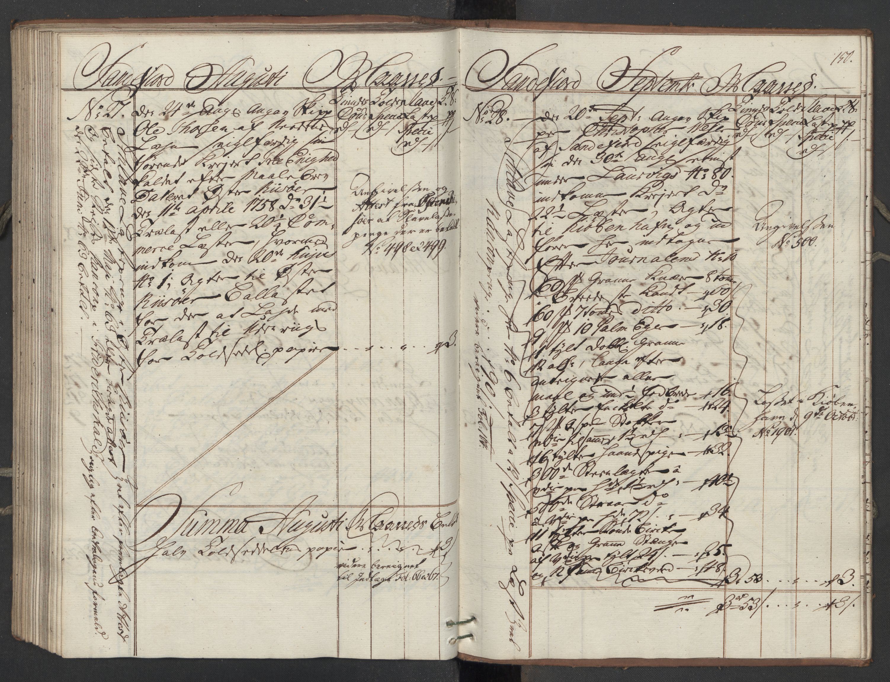 Generaltollkammeret, tollregnskaper, RA/EA-5490/R11/L0039/0001: Tollregnskaper Larvik og Sandefjord / Utgående hovedtollbok, 1762, p. 149b-150a