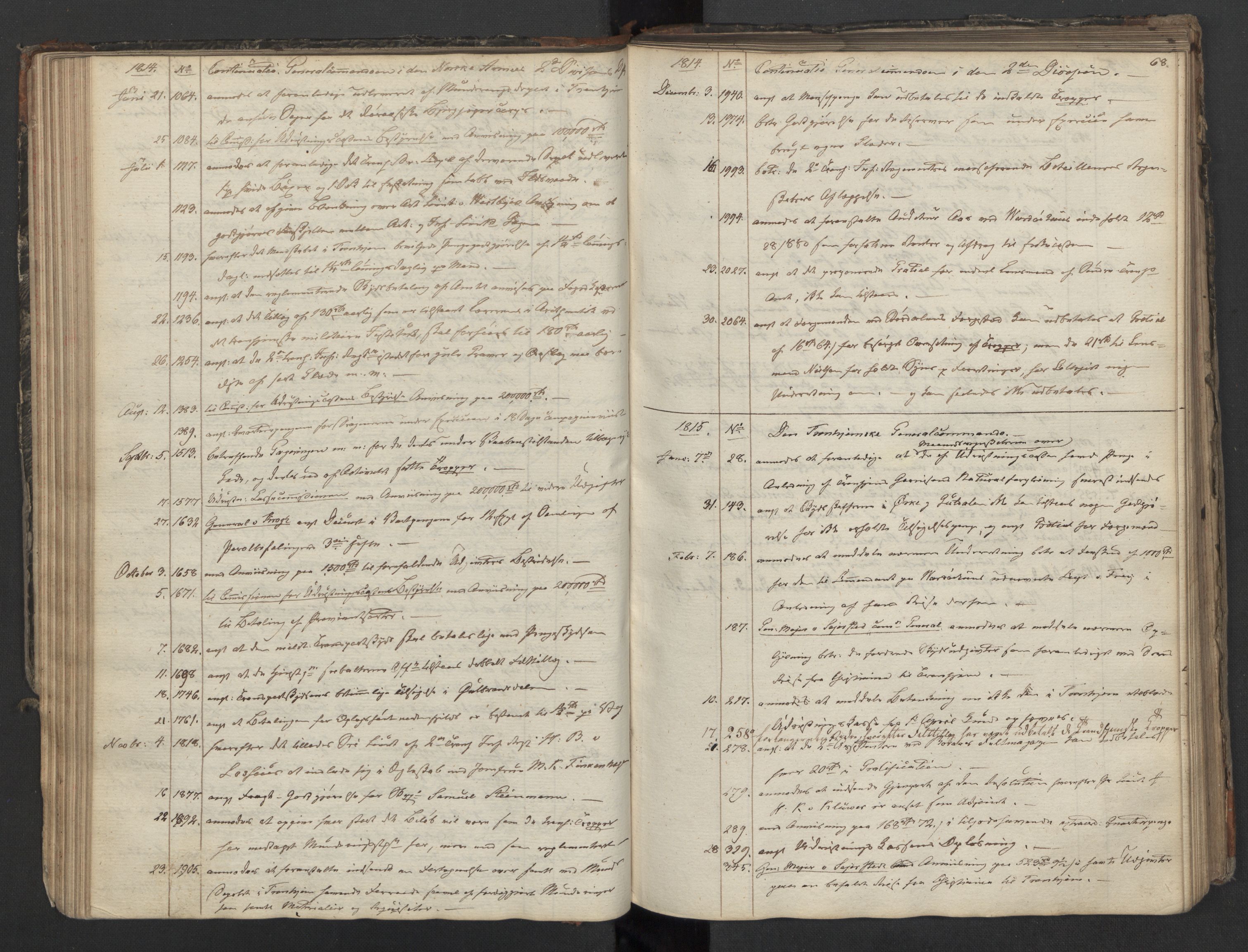 Generalitets- og kommissariatskollegiet, Det kongelige norske kommissariatskollegium, AV/RA-EA-5420/B/L0127b: Kommissariatskollegiets register over utgående brev, 1814-1815, p. 68