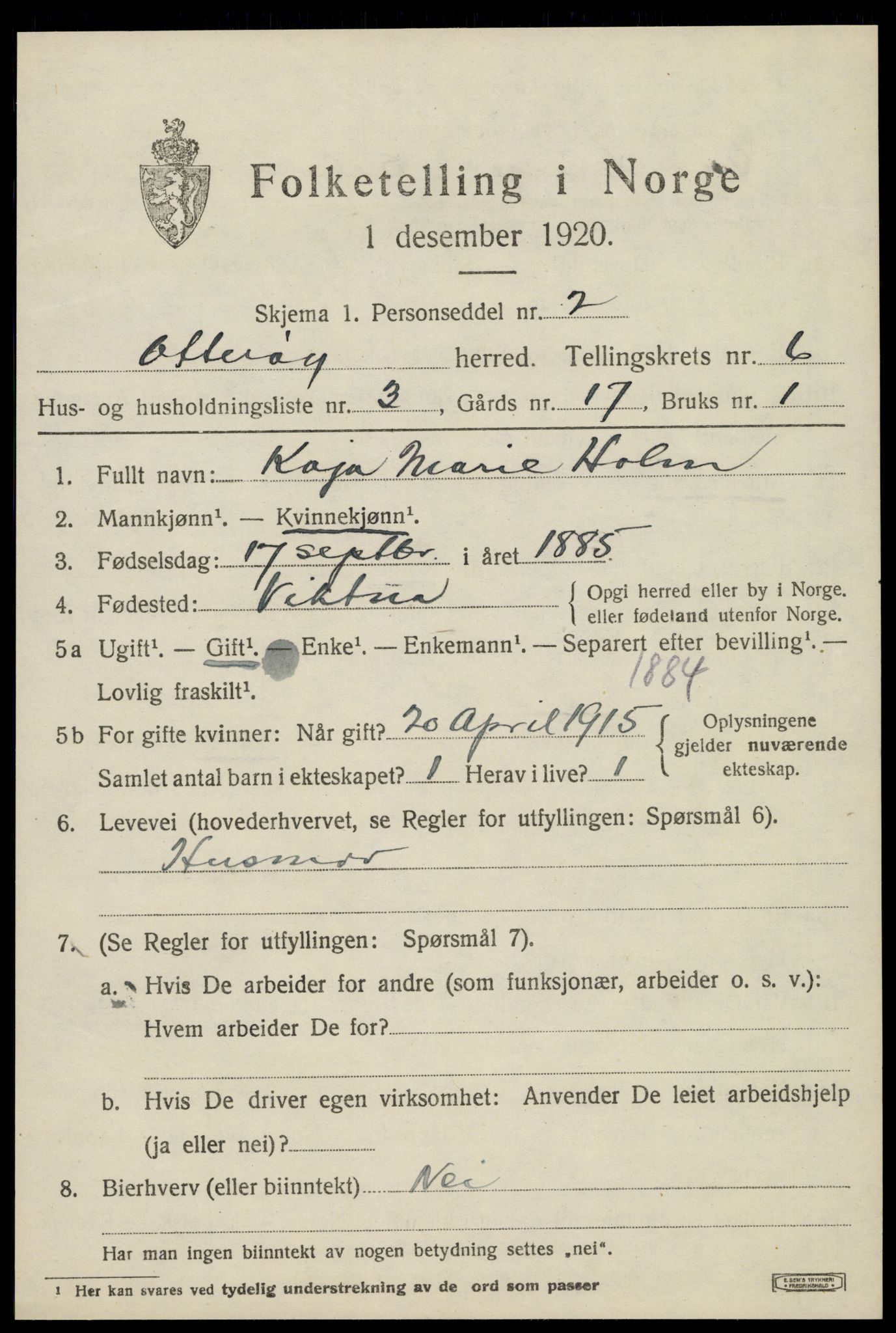 SAT, 1920 census for Otterøy, 1920, p. 2253