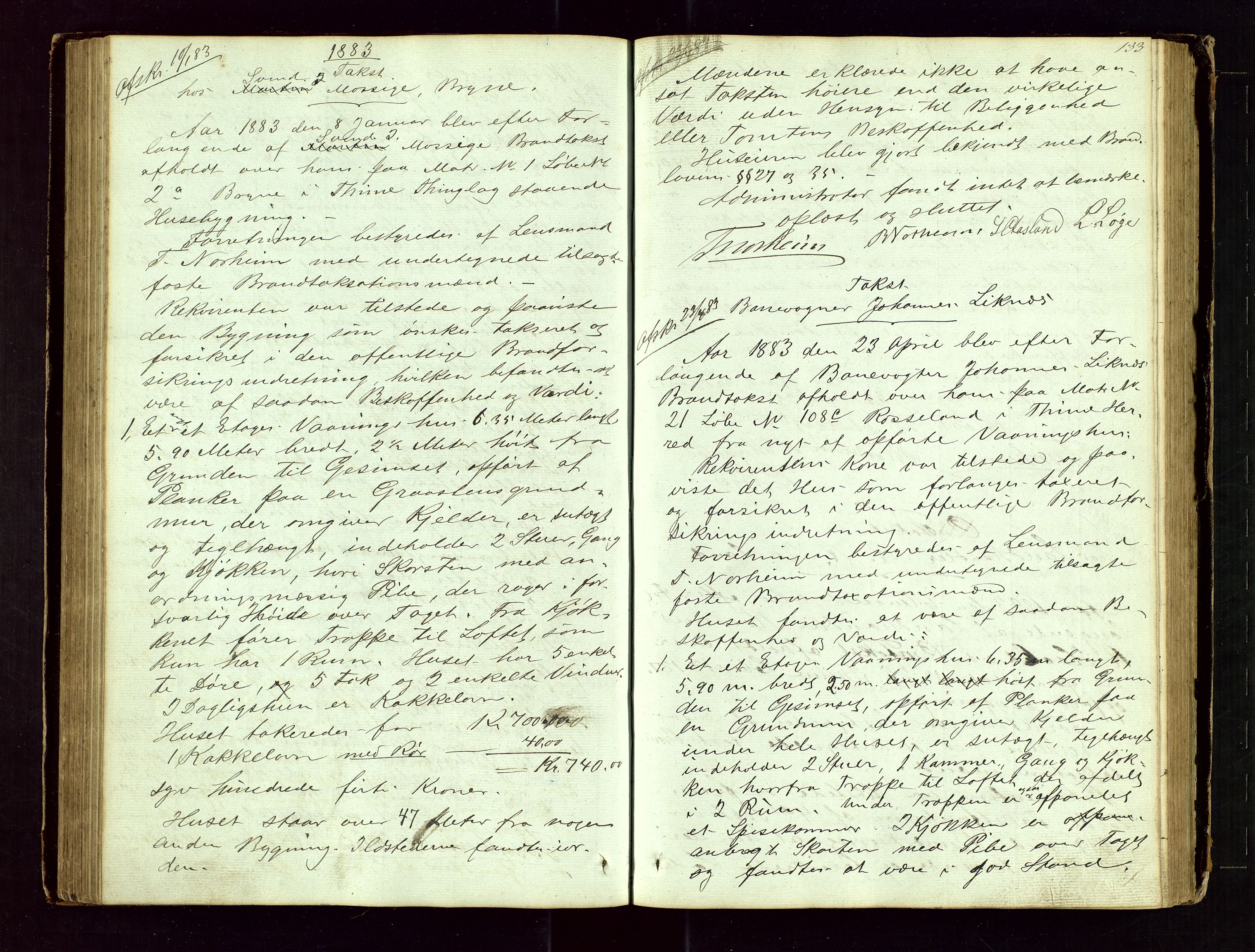 Time lensmannskontor, AV/SAST-A-100420/Goa/L0001: "Brandtaxations-Protocol for Houglands Thinglaug", 1846-1904, p. 132b-133a