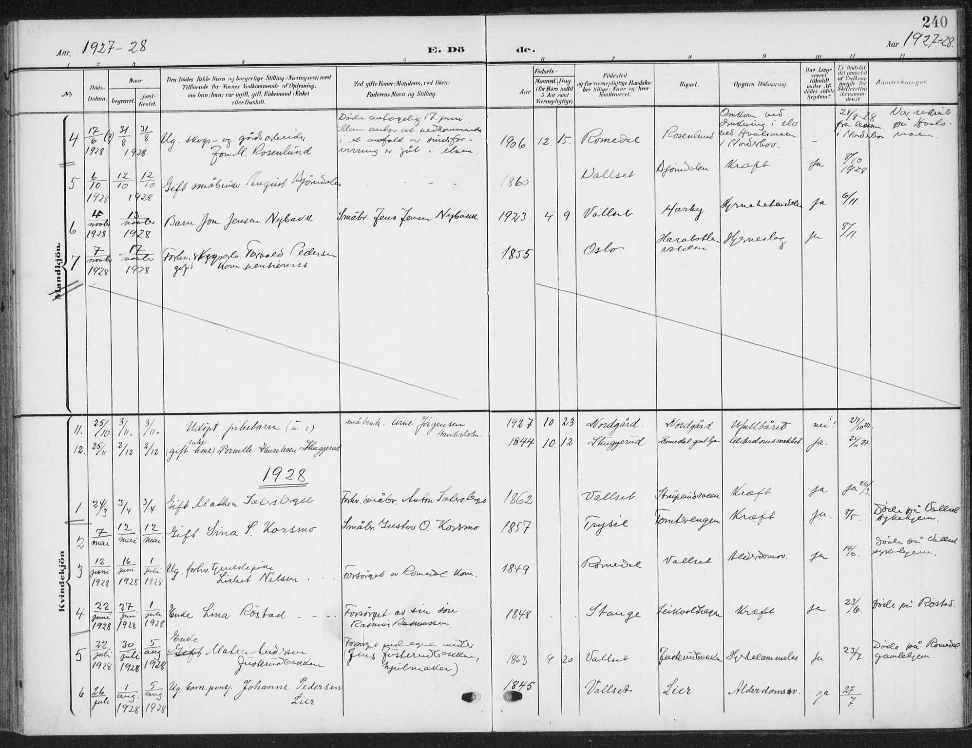 Romedal prestekontor, AV/SAH-PREST-004/K/L0009: Parish register (official) no. 9, 1906-1929, p. 240