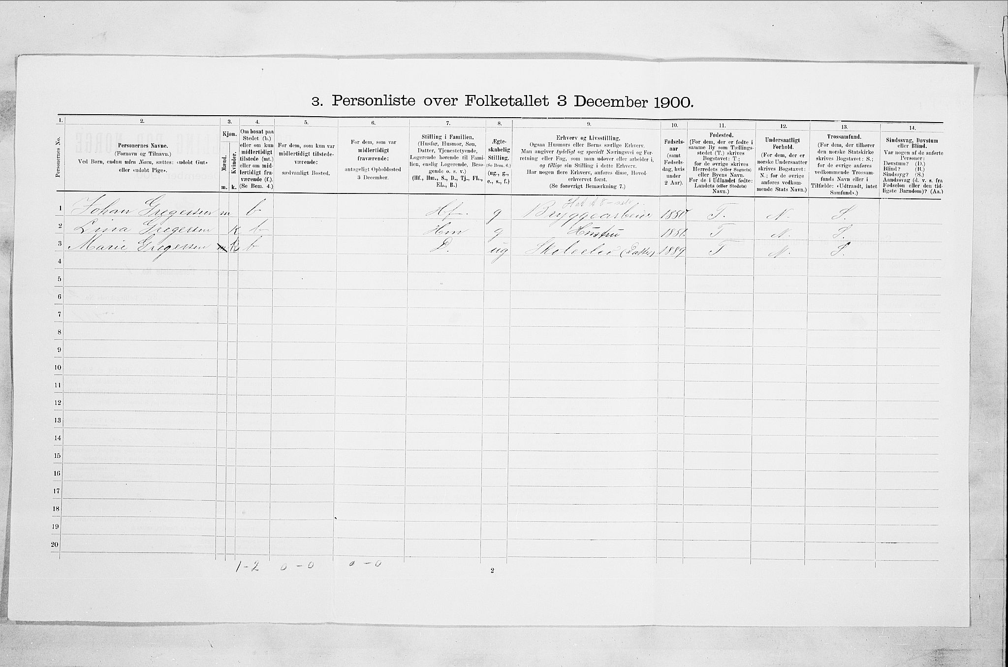 RA, 1900 census for Drammen, 1900, p. 3726