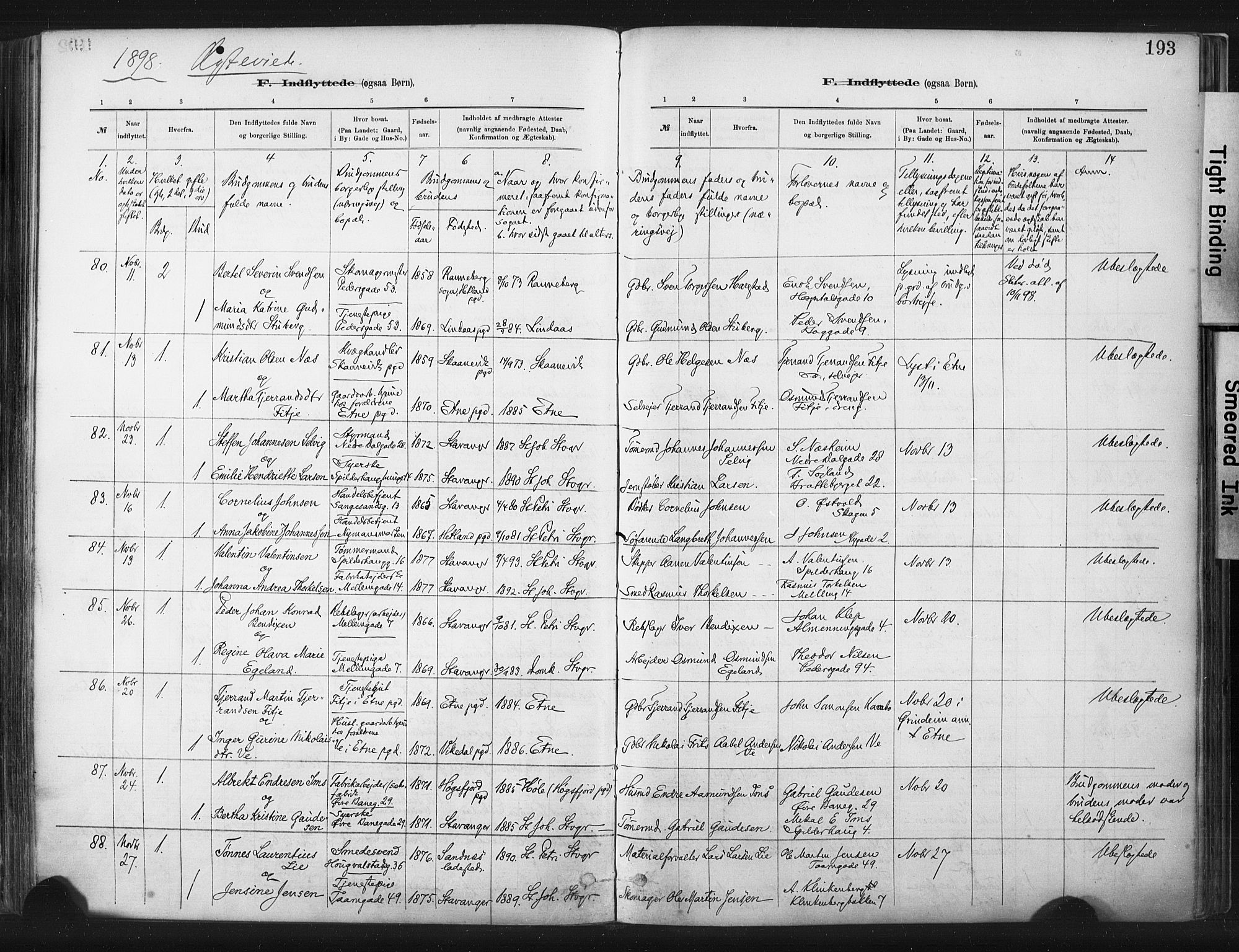 St. Johannes sokneprestkontor, AV/SAST-A-101814/001/30/30BA/L0003: Parish register (official) no. A 3, 1885-1910, p. 193