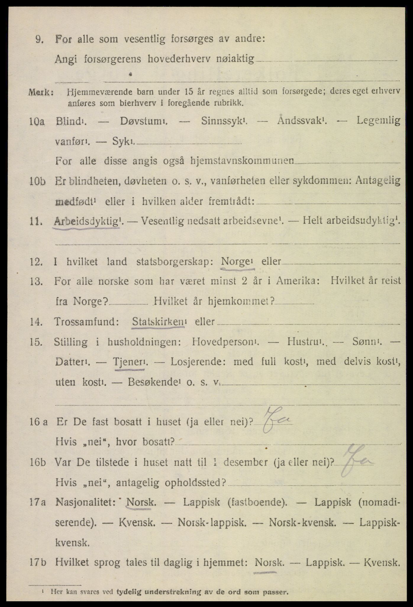 SAT, 1920 census for Vikna, 1920, p. 5014