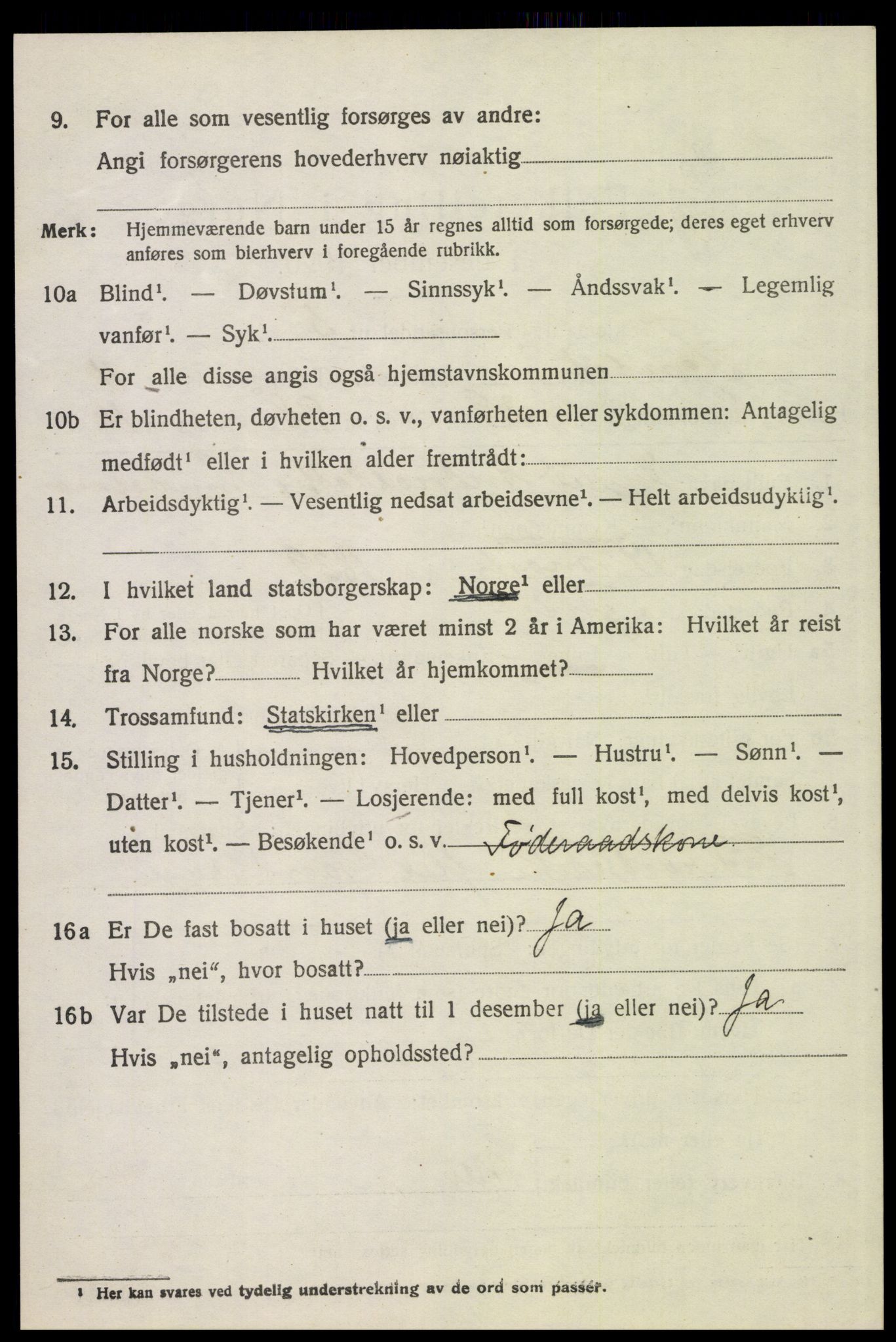 SAH, 1920 census for Tynset, 1920, p. 8297