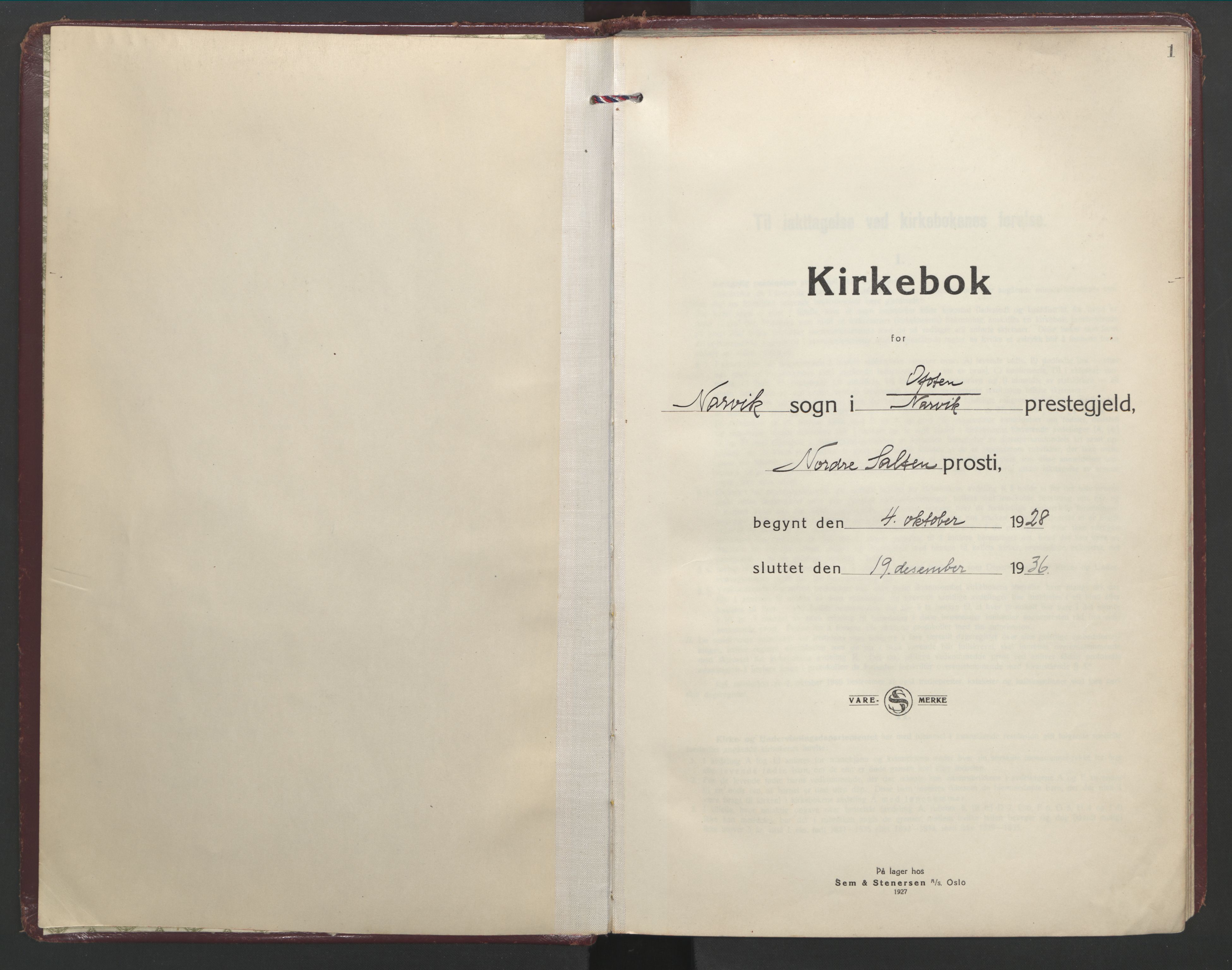 Ministerialprotokoller, klokkerbøker og fødselsregistre - Nordland, AV/SAT-A-1459/871/L1006: Parish register (official) no. 871A22, 1928-1936, p. 1