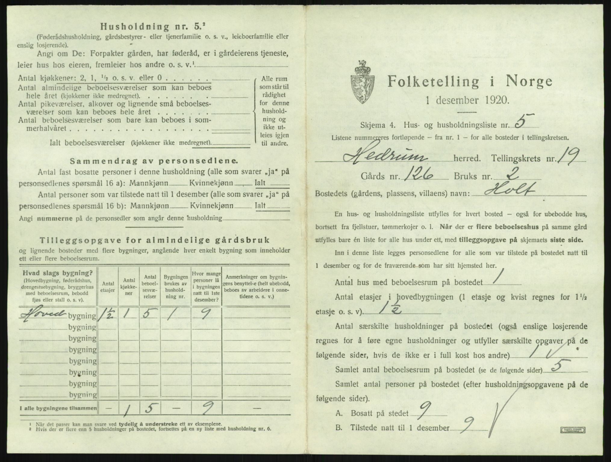 SAKO, 1920 census for Hedrum, 1920, p. 1673