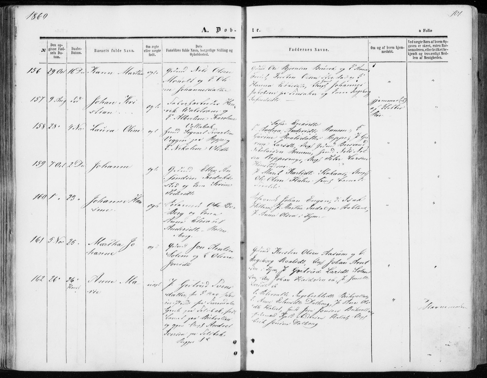 Ministerialprotokoller, klokkerbøker og fødselsregistre - Sør-Trøndelag, AV/SAT-A-1456/606/L0292: Parish register (official) no. 606A07, 1856-1865, p. 101