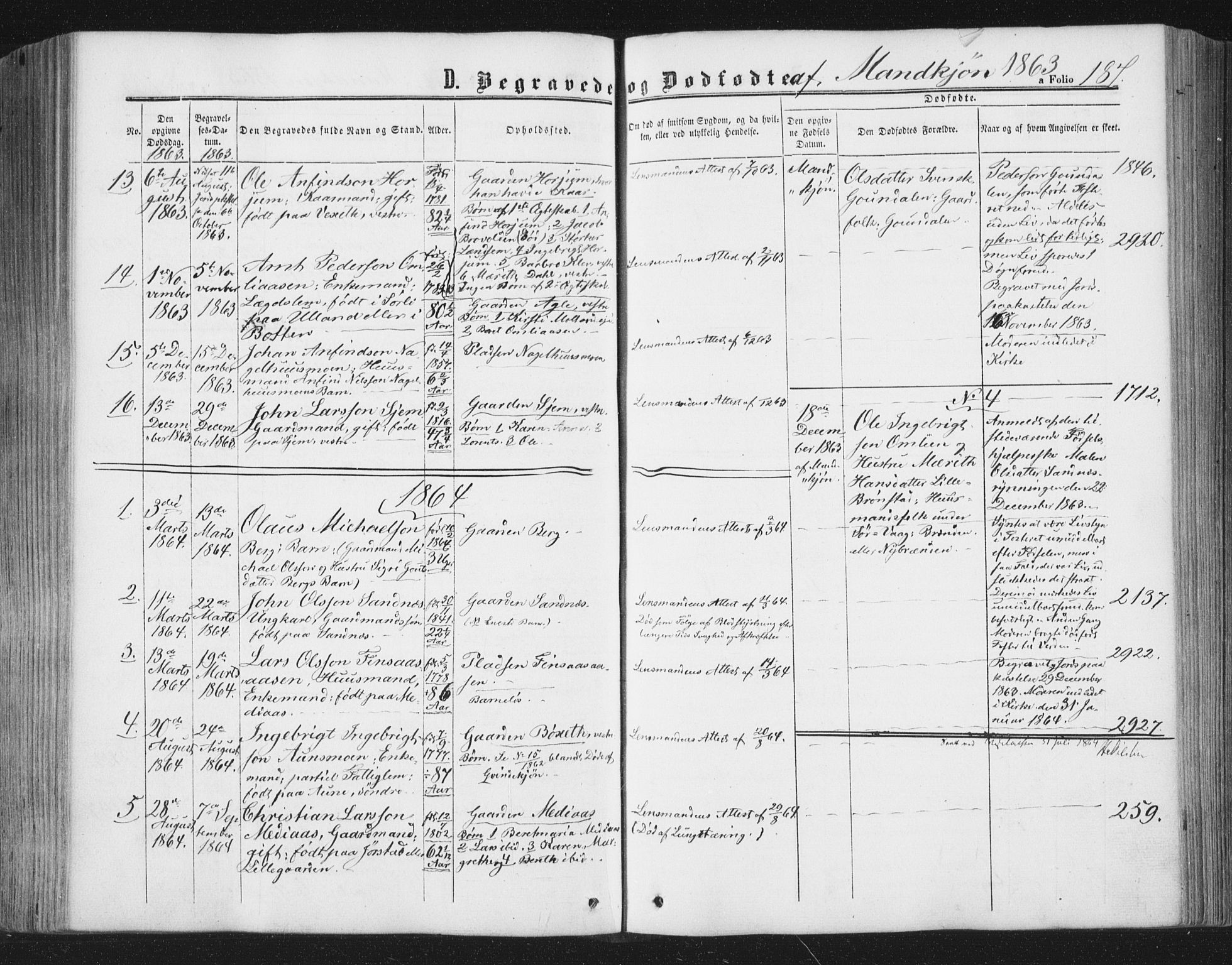 Ministerialprotokoller, klokkerbøker og fødselsregistre - Nord-Trøndelag, SAT/A-1458/749/L0472: Parish register (official) no. 749A06, 1857-1873, p. 187