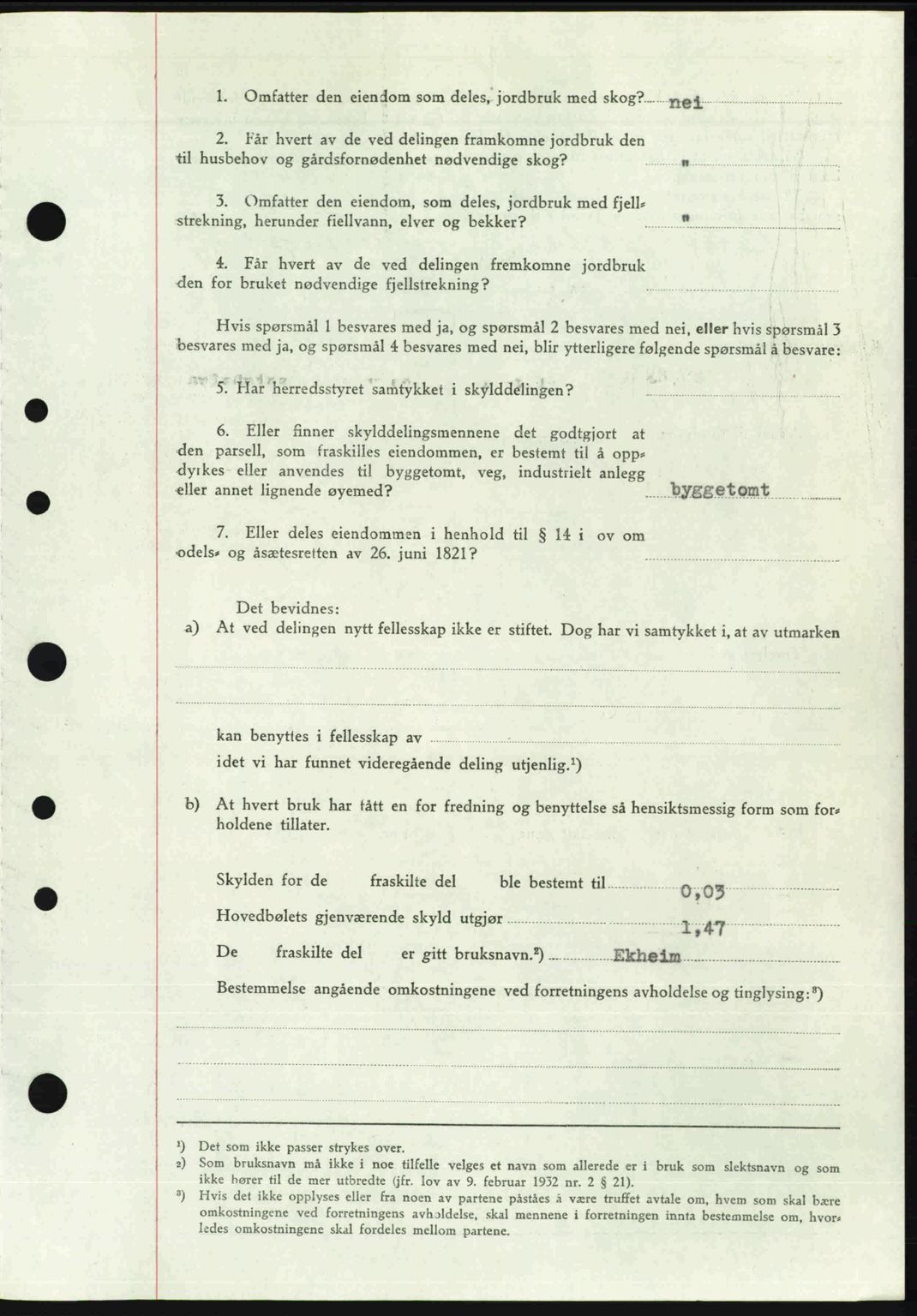 Idd og Marker sorenskriveri, AV/SAO-A-10283/G/Gb/Gbb/L0008: Mortgage book no. A8, 1946-1946, Diary no: : 647/1946