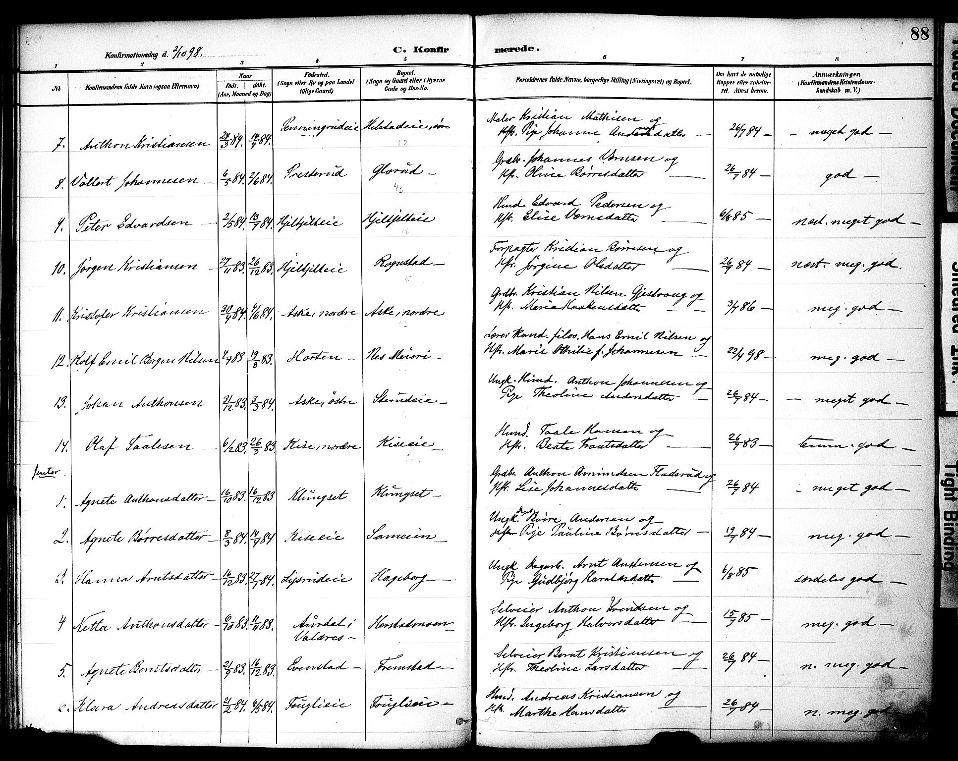 Nes prestekontor, Hedmark, AV/SAH-PREST-020/K/Ka/L0010: Parish register (official) no. 10, 1887-1905, p. 88