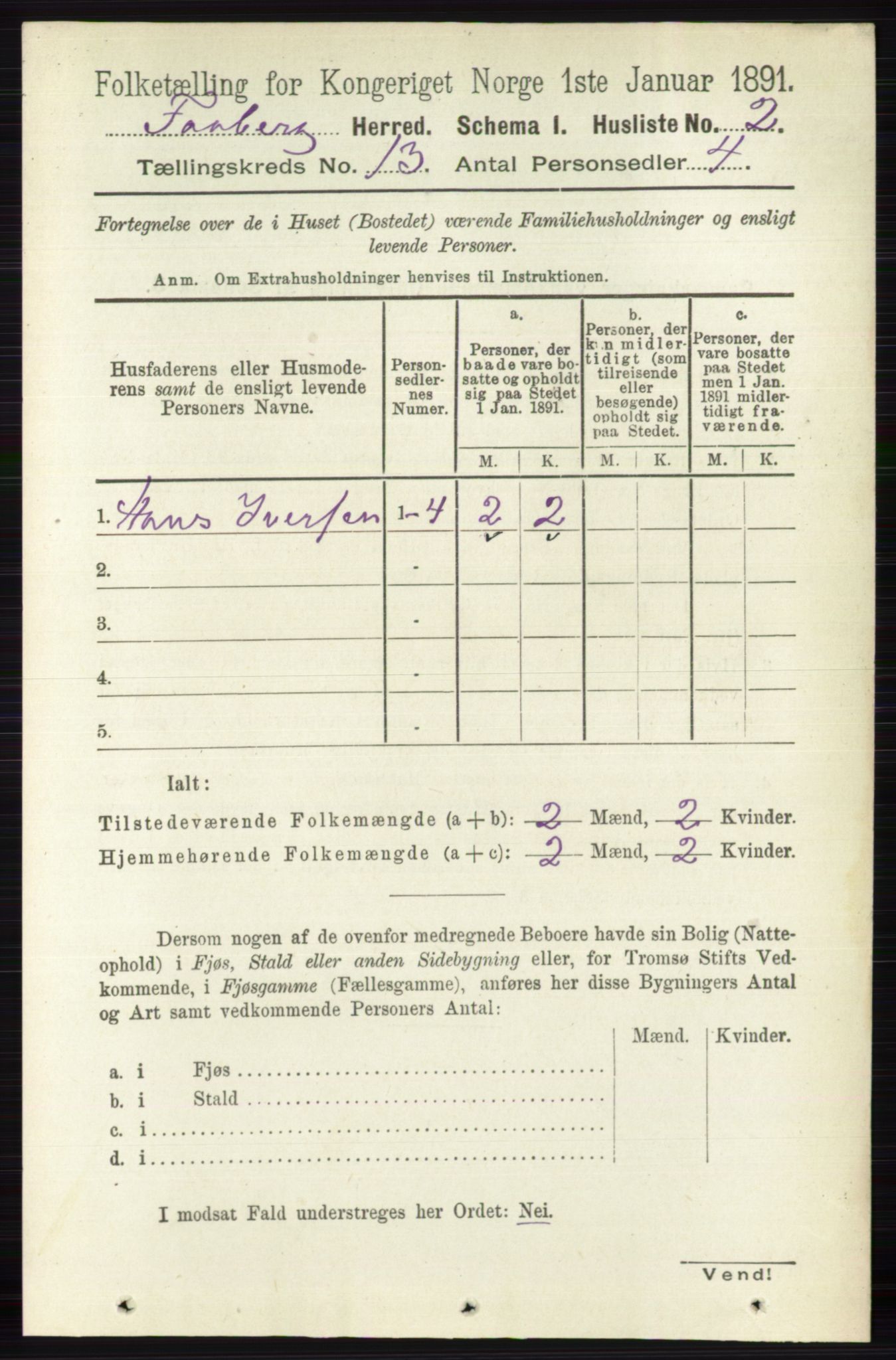 RA, 1891 census for 0524 Fåberg, 1891, p. 5176