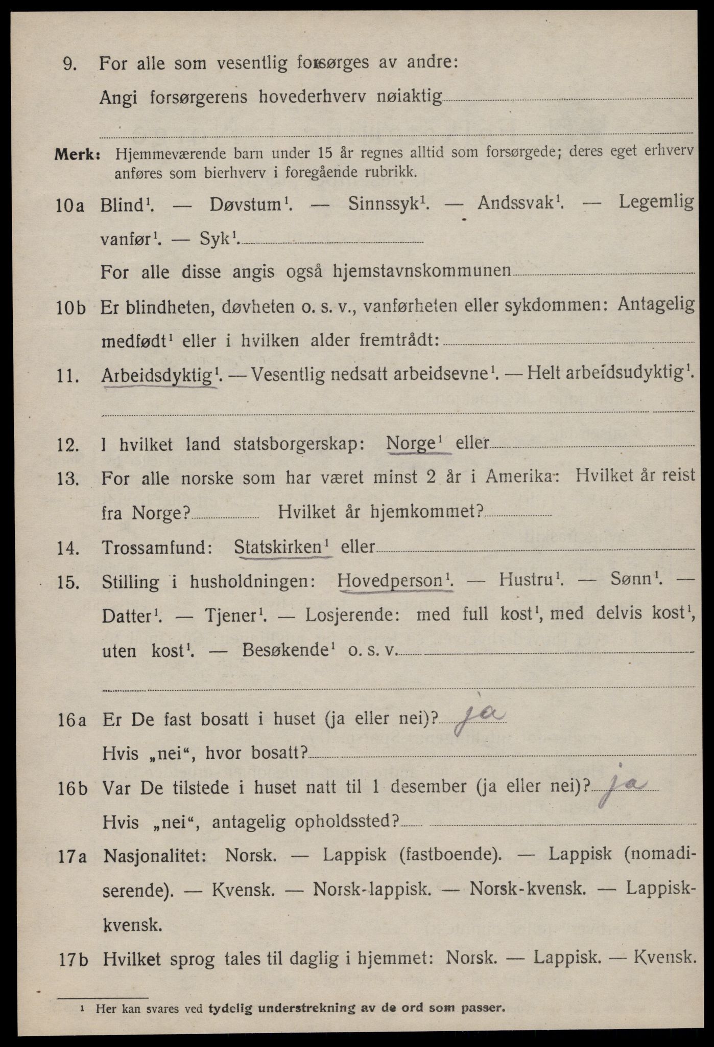 SAT, 1920 census for Ørland, 1920, p. 5398