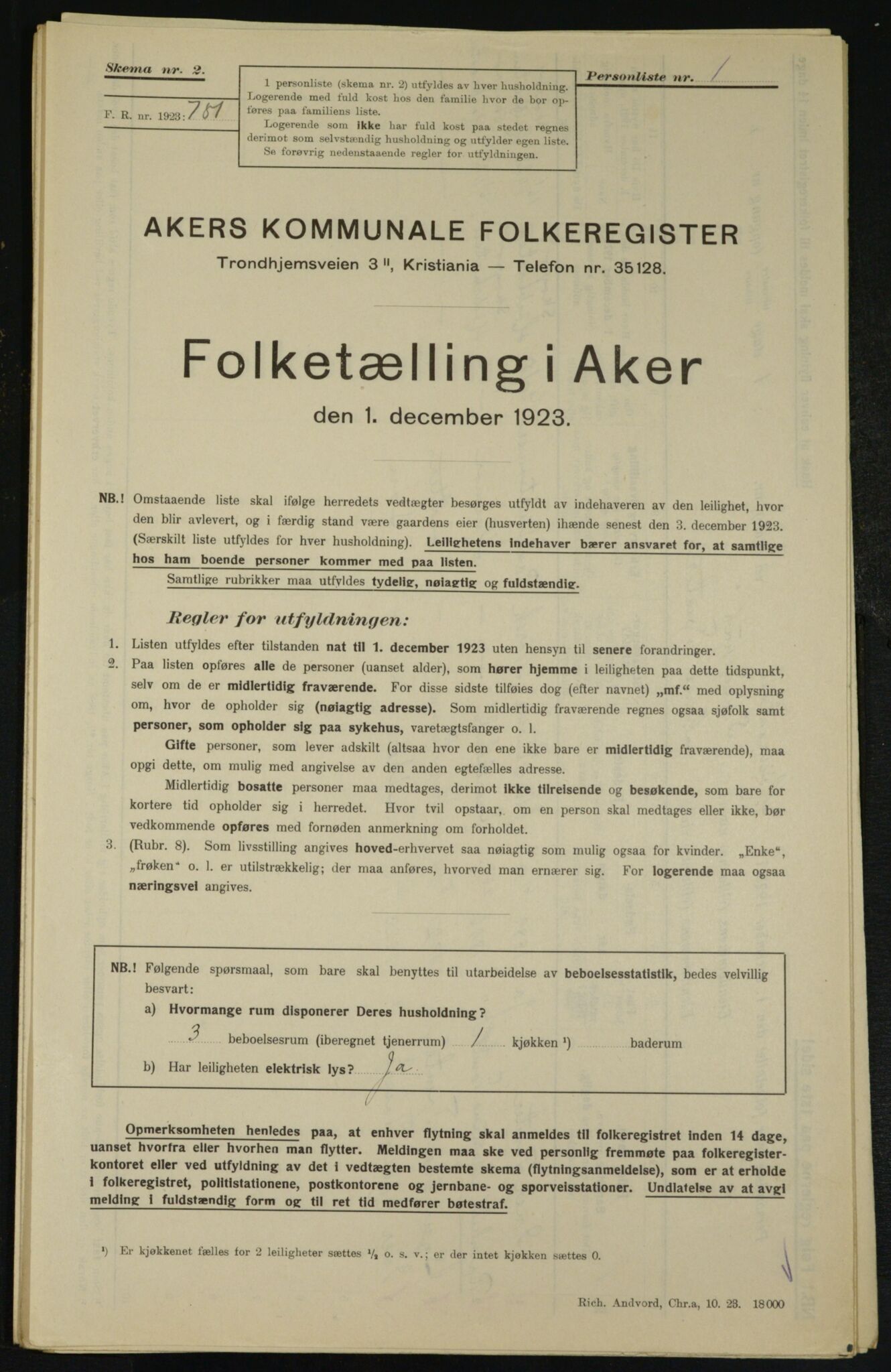 , Municipal Census 1923 for Aker, 1923, p. 27750