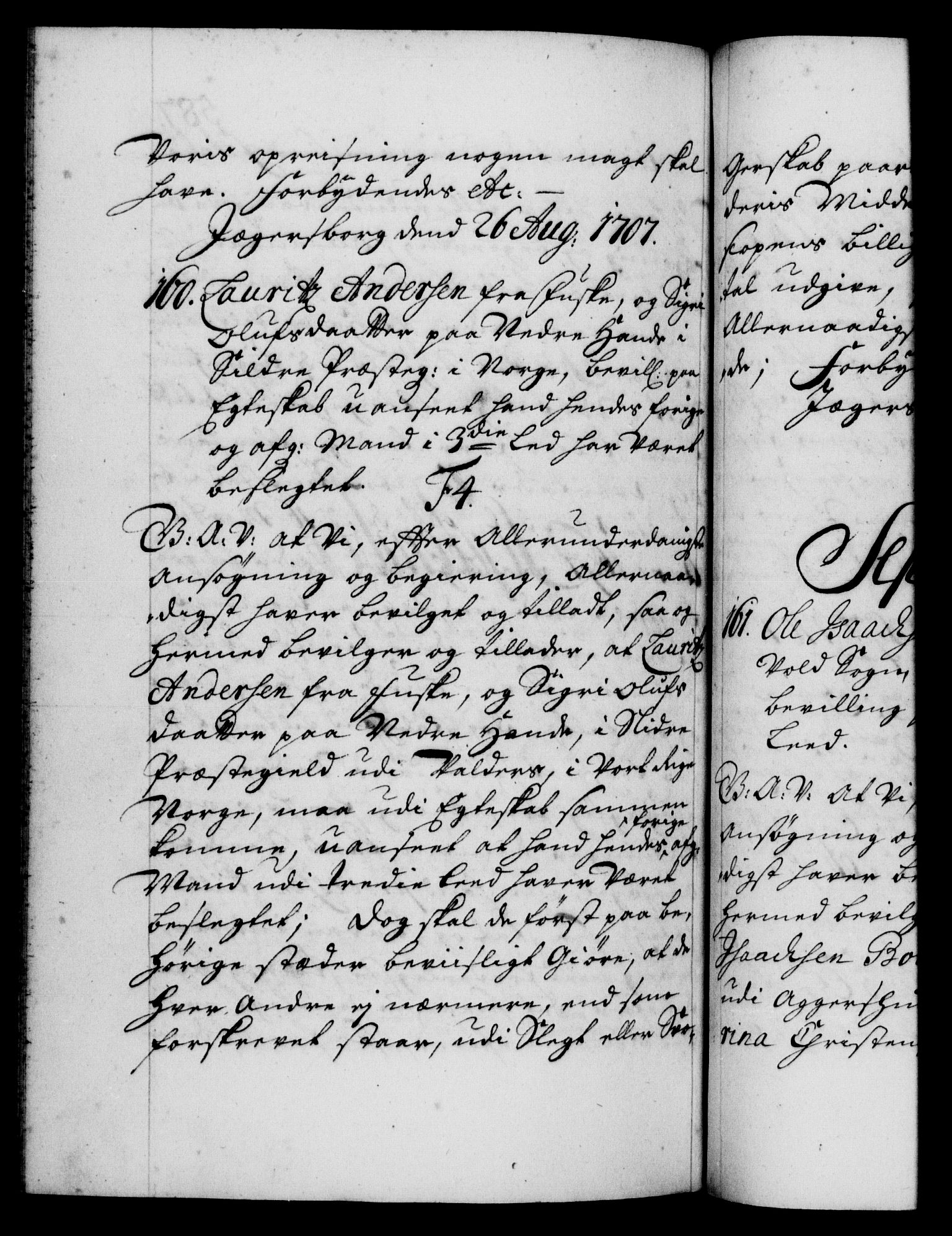 Danske Kanselli 1572-1799, AV/RA-EA-3023/F/Fc/Fca/Fcaa/L0019: Norske registre, 1704-1707, p. 587b