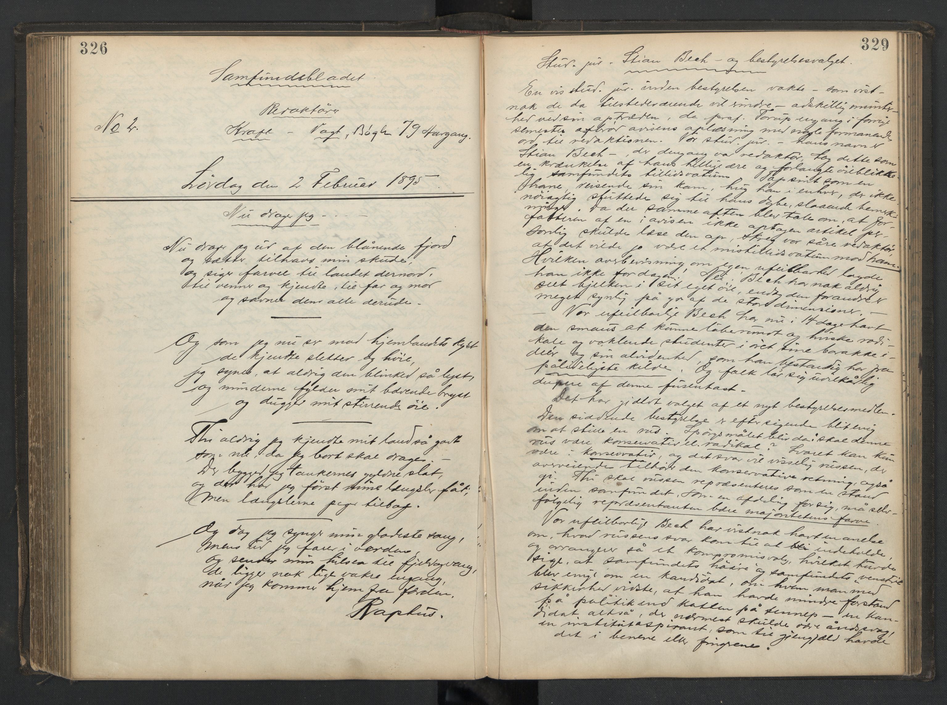 Det Norske Studentersamfund, AV/RA-PA-1322/X/Xa/L0013/0002: -- / Samfundsbladet/Studentersamfundets Avis, 1892-1895, p. 326-327