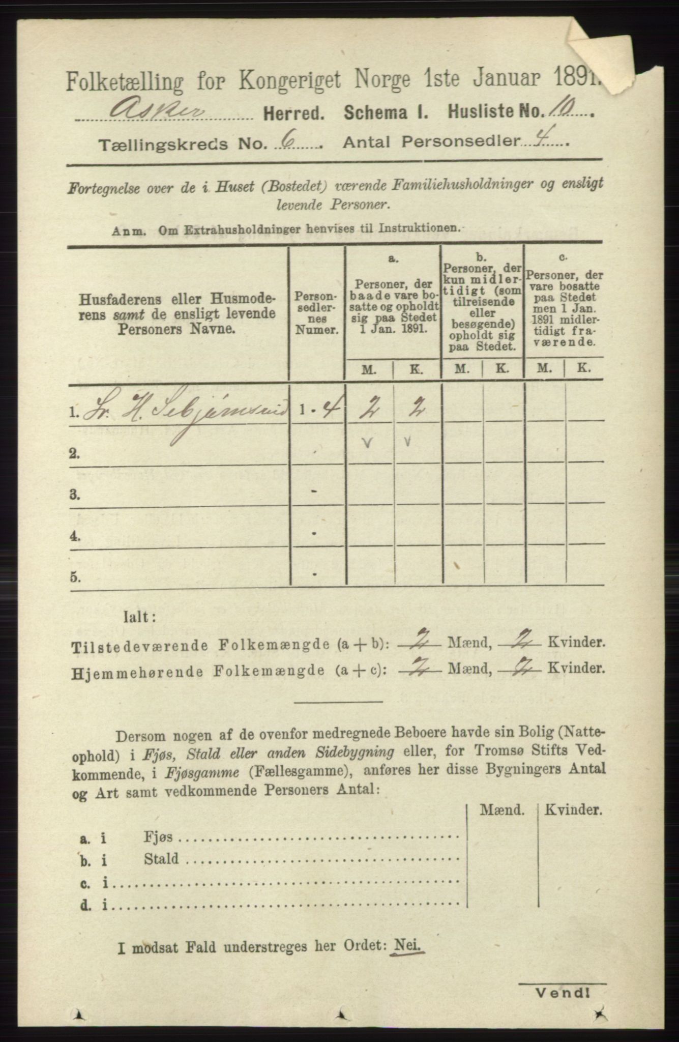 RA, 1891 census for 0220 Asker, 1891, p. 4116