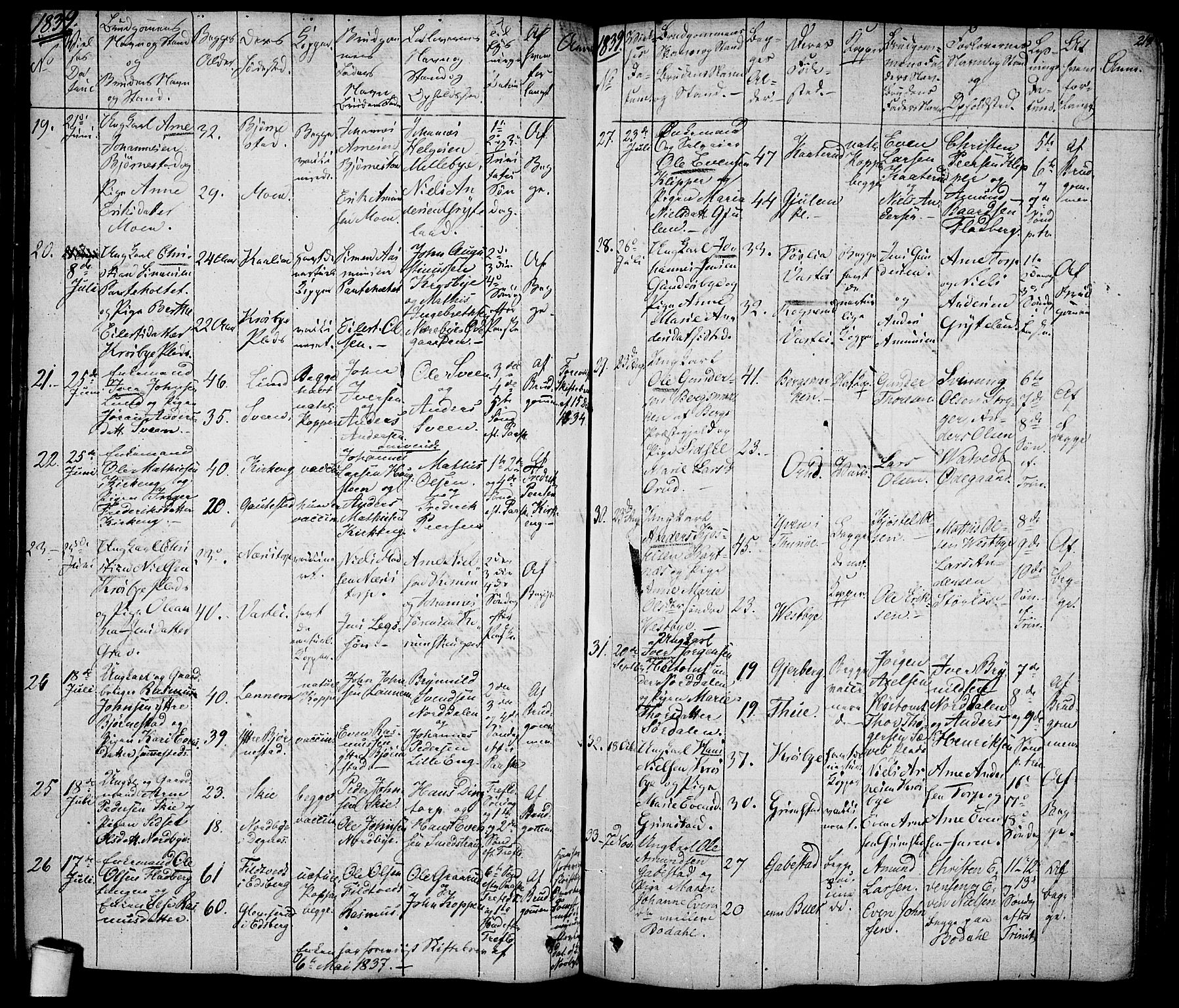 Rakkestad prestekontor Kirkebøker, SAO/A-2008/F/Fa/L0007: Parish register (official) no. I 7, 1825-1841, p. 219